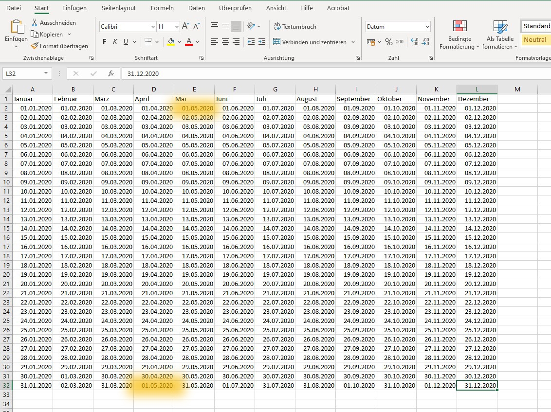 Microsoft Excel So Baust Du Dir Deinen Eigenen Kalender Wiresoft