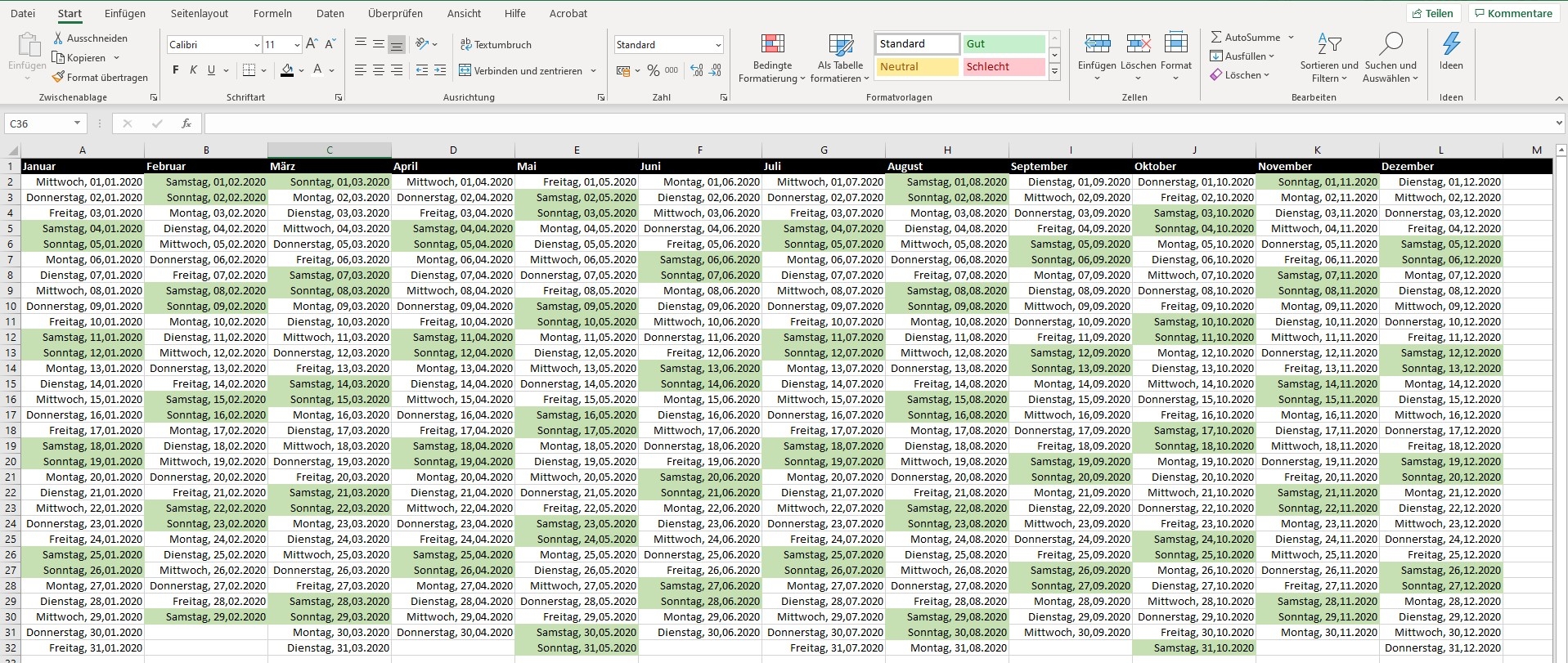 Microsoft Excel So Baust Du Dir Deinen Eigenen Kalender Wiresoft
