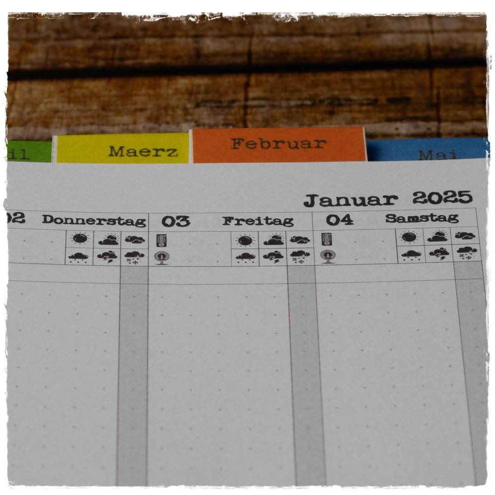 Mini Kalender 2026 Zum Ausdrucken Monats Tabs Oben PDF 4 Varianten 