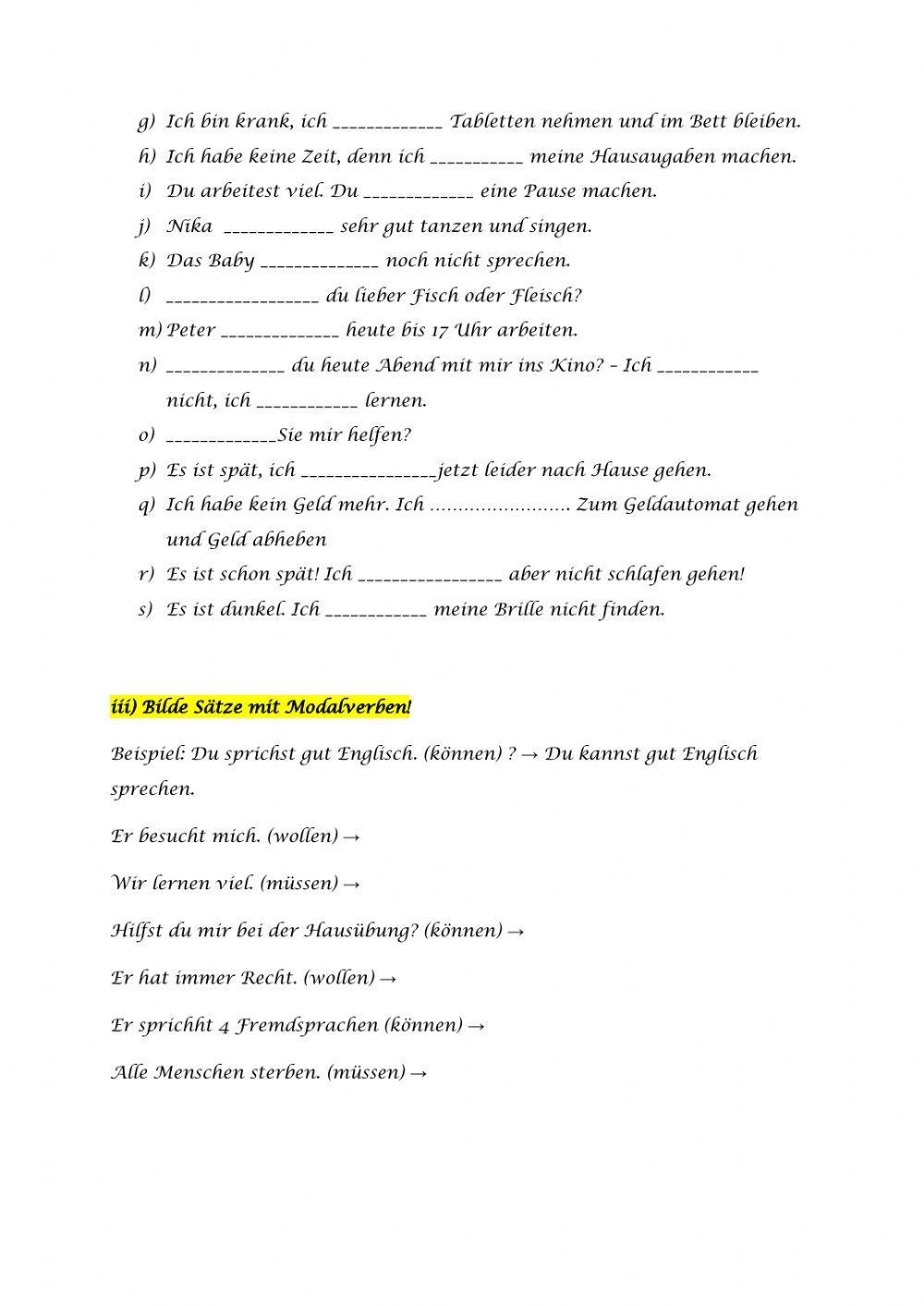 Modalverben K Free Interactive Worksheets 551868