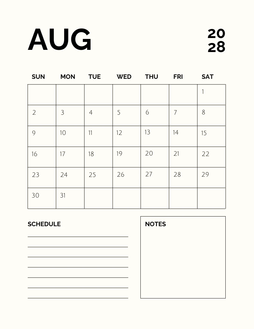 Moderner Minimalistischer Schwarzer Und Wei er Monatlicher Kalender Plan Vorlage Venngage