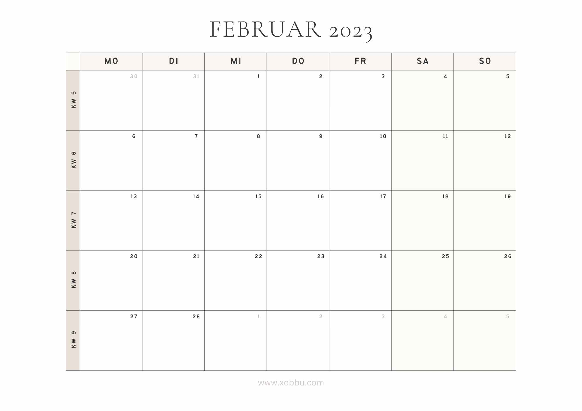 Monats bersicht 2023 Monatskalender 2023 Kalender Zum Ausdrucken Xobbu