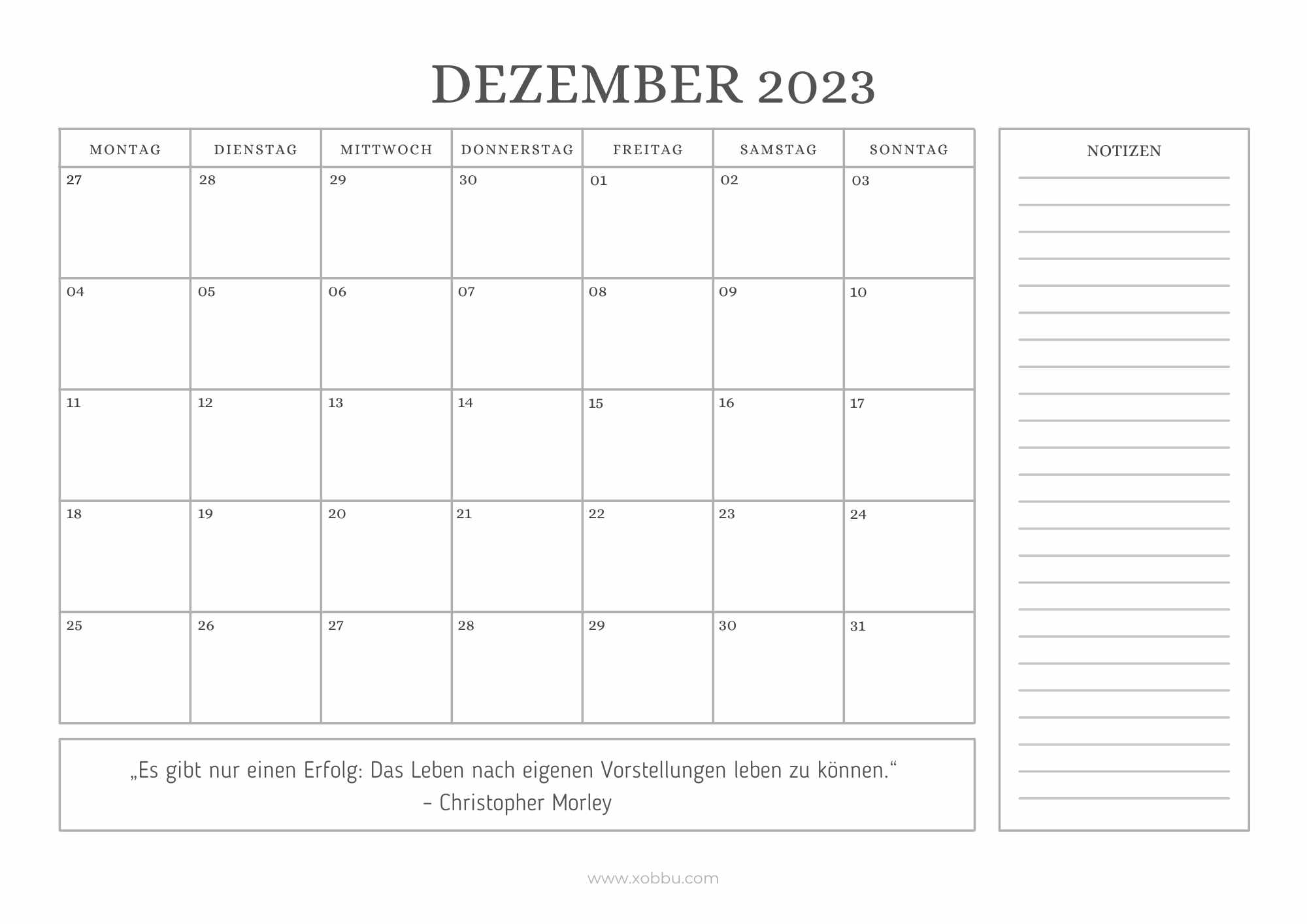Monatskalender 2023 Monat Dezember Xobbu Monatskalender 2023 Monat Dezember Xobbu