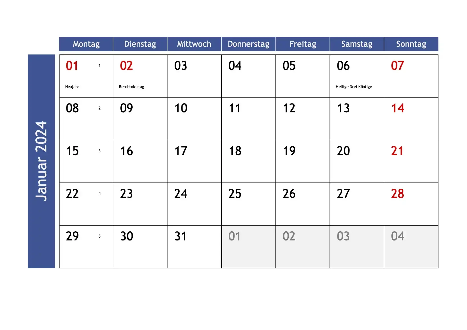 Monatskalender 2024 Zum Ausdrucken PDF Excel Vorla ch