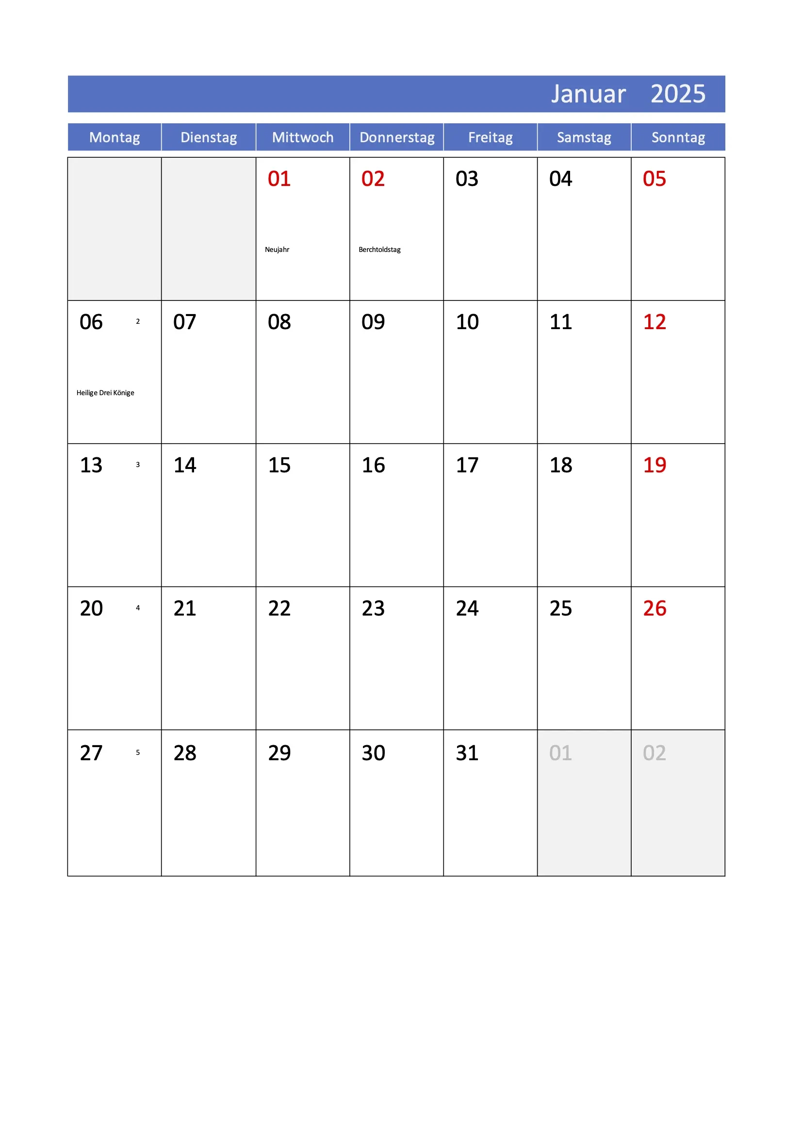 Monatskalender 2025 Schweiz Zum Ausdrucken Excel PDF 