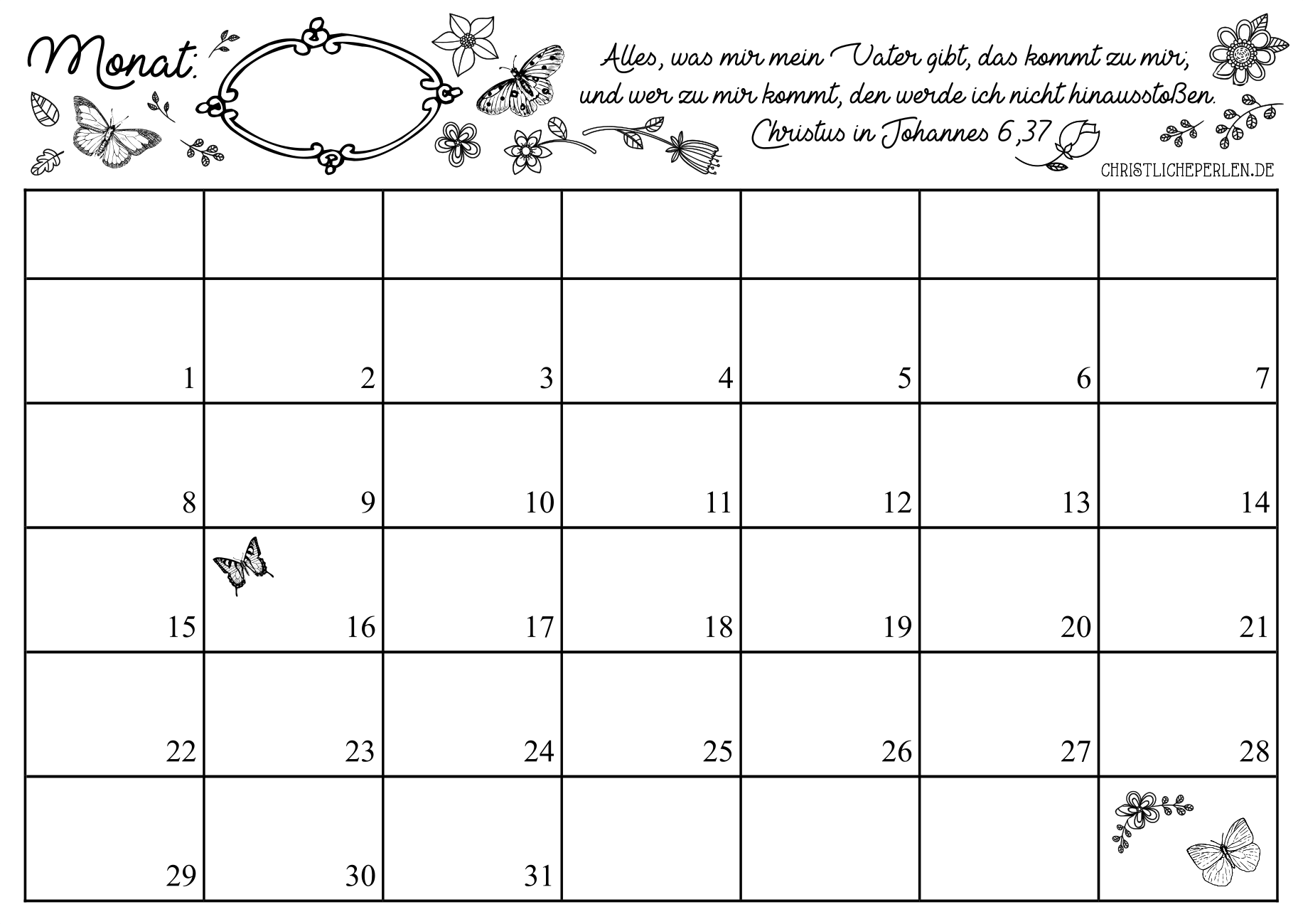 monatskalender zum ausdrucken christliche perlen