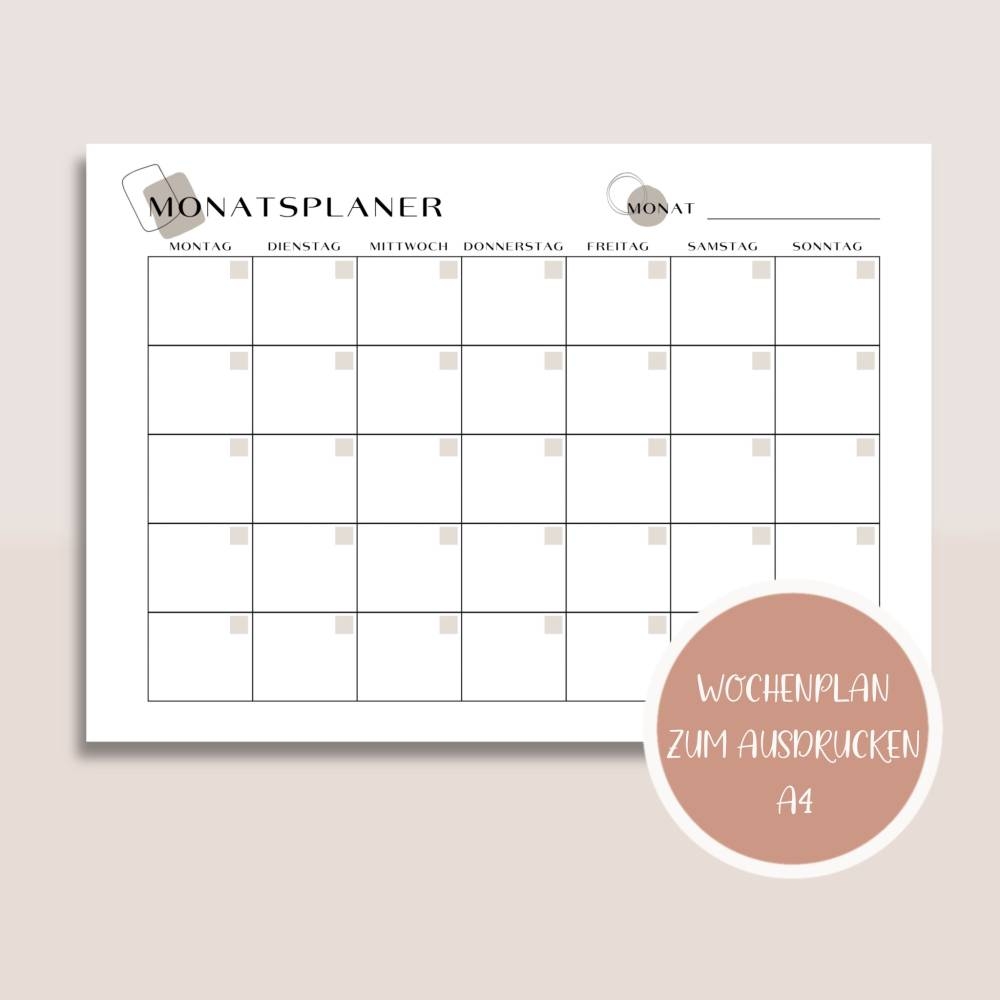 monatsplan monatsplaner zum ausdrucken a4 planer listen printables