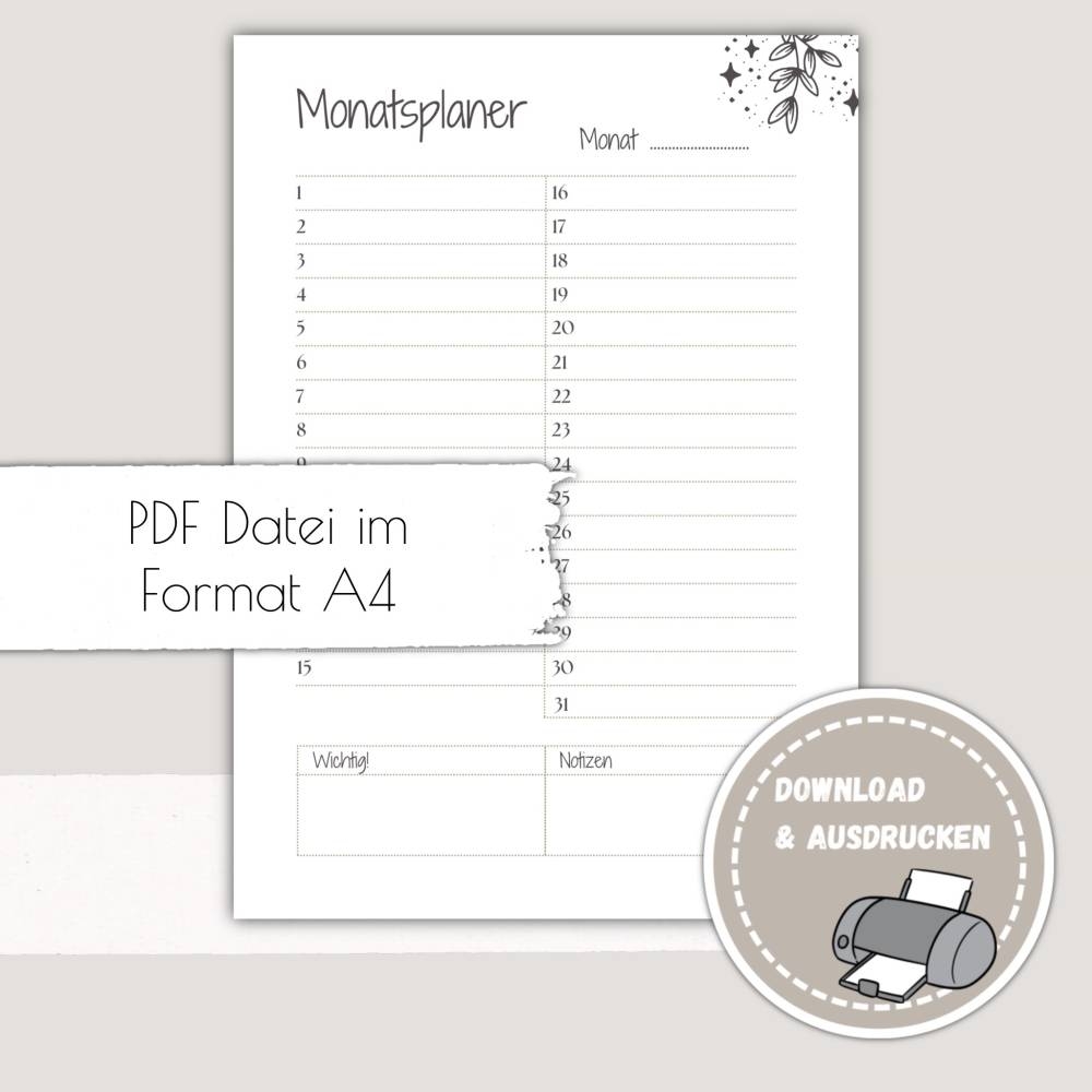 monatsplan monatsplaner zum ausdrucken pdf download monatsplan zum ausdrucken printables druckvorlage immerw hren