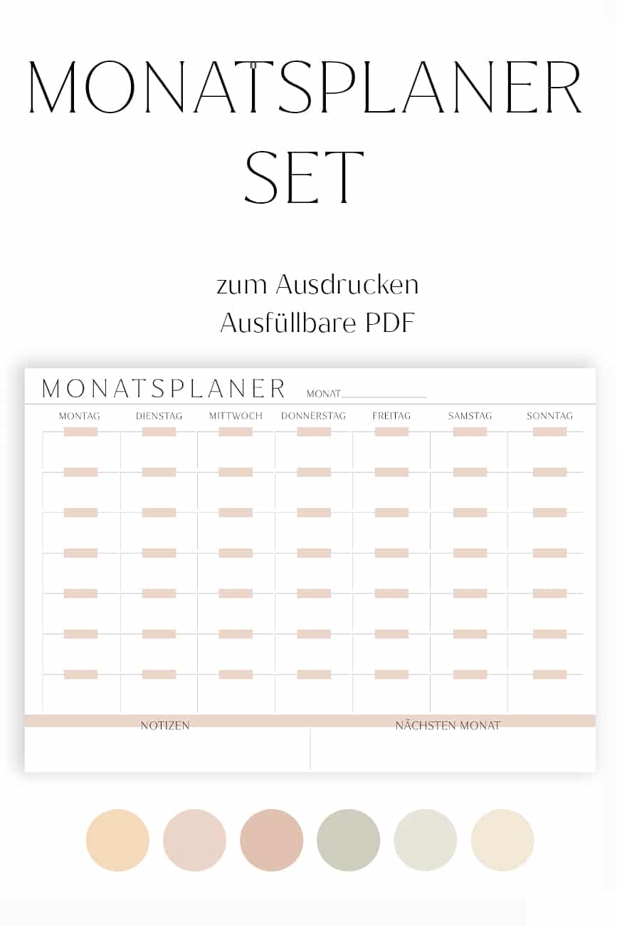Monatsplan Vorlage Zum Ausdrucken PDF Zum Ausf llen Set Aus 6 Farben Swomolemo Printables