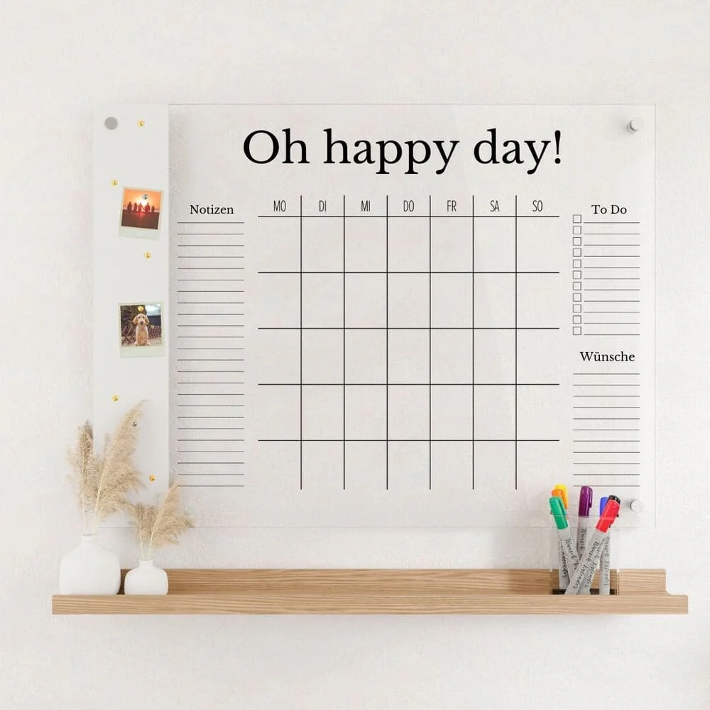Monatsplaner Mit Magnetboard Aus Acryl Glas Personalisierbar Mit Namen Mehr Wunsch Kalender