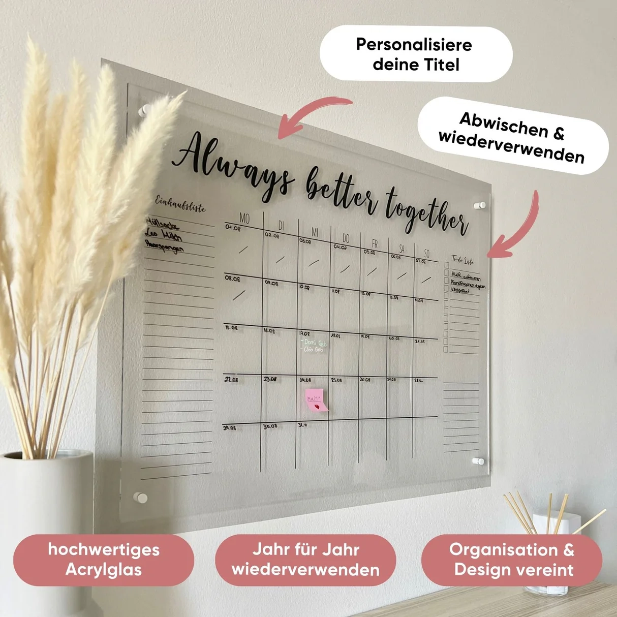 Monatsplaner Personalisierter Familienkalender F r Den Monat Aus Acryl Glas Wunsch Kalender