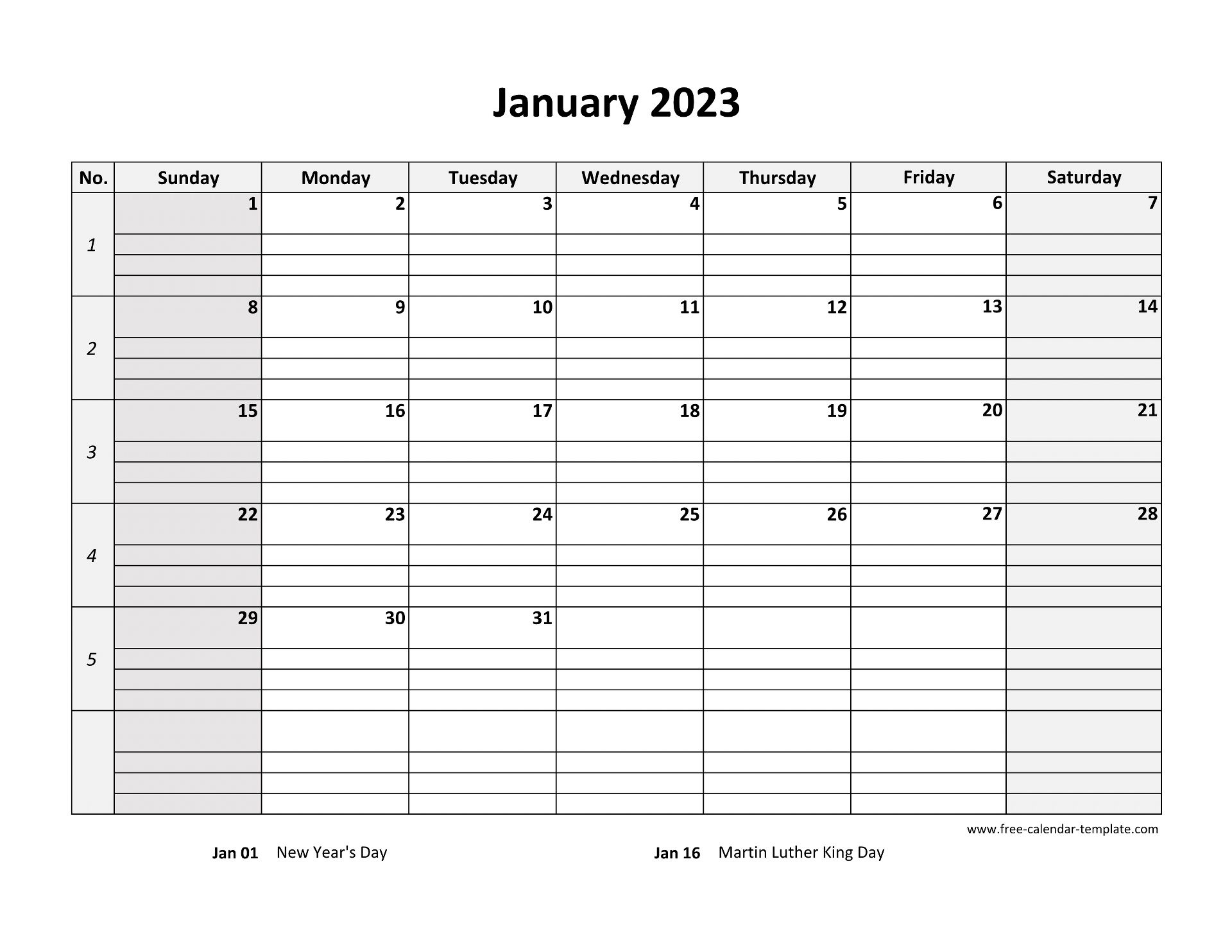 Template Kalender 2023