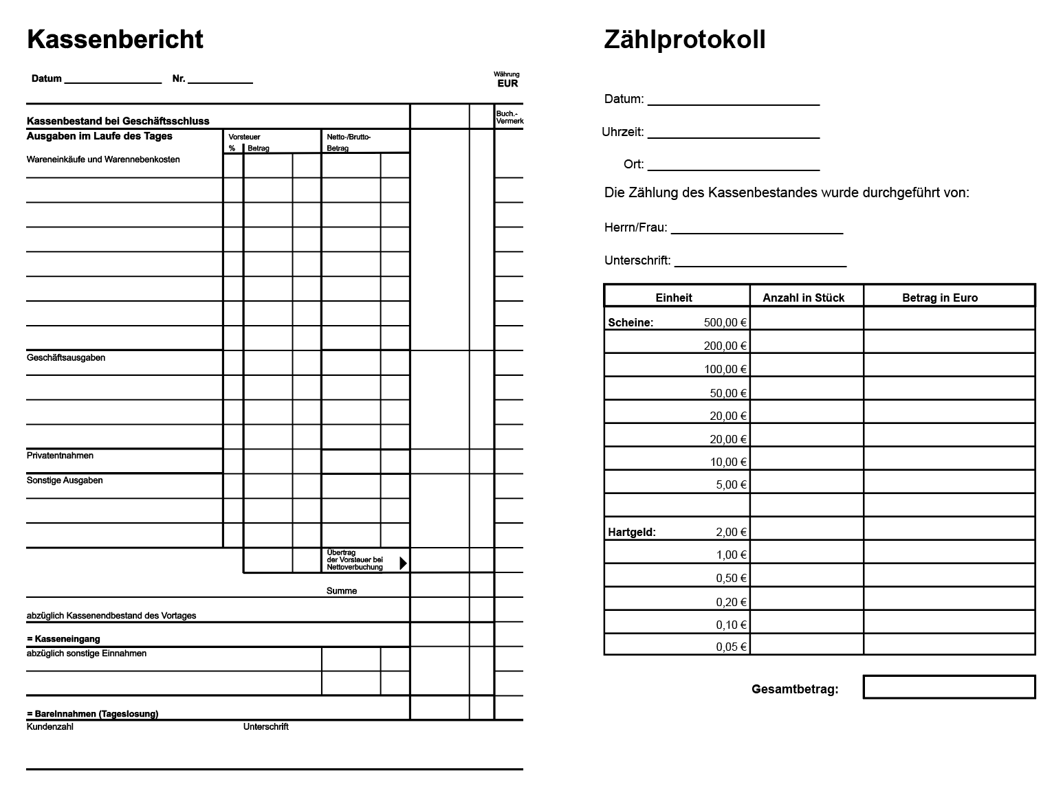 Kassenbuch PDF Vorlage Kostenlos