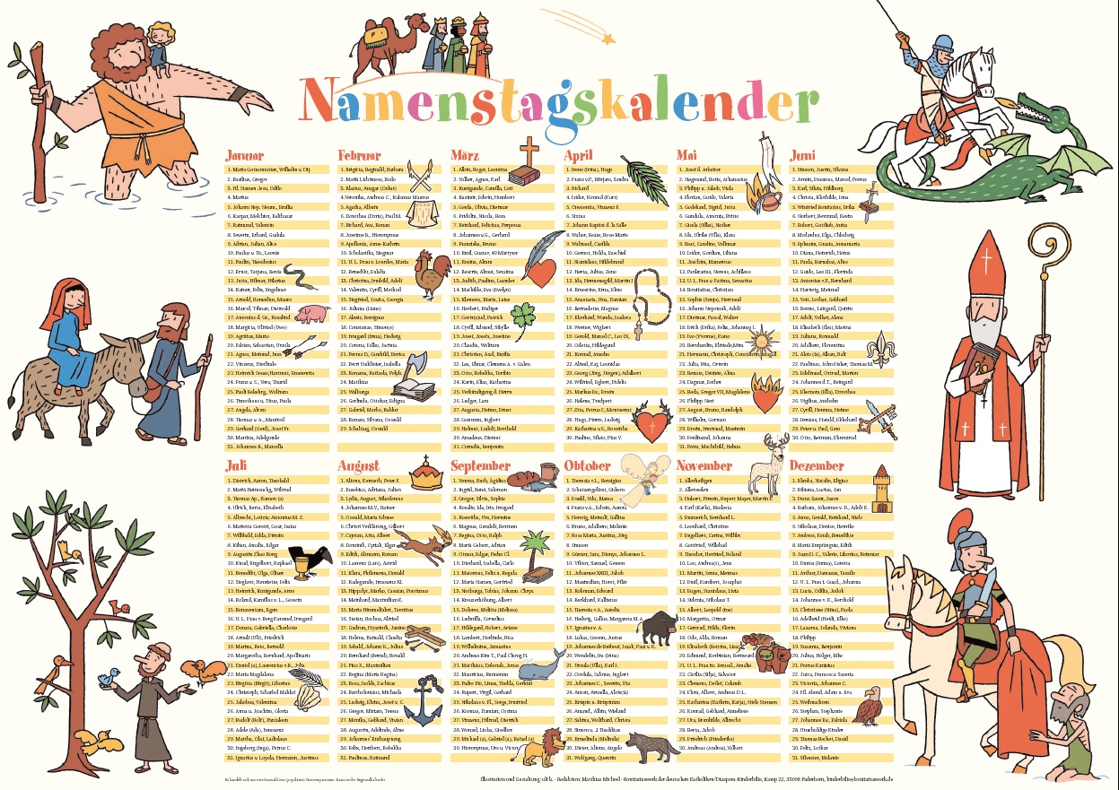 Namenstag Kalender 2024 Kostenlos