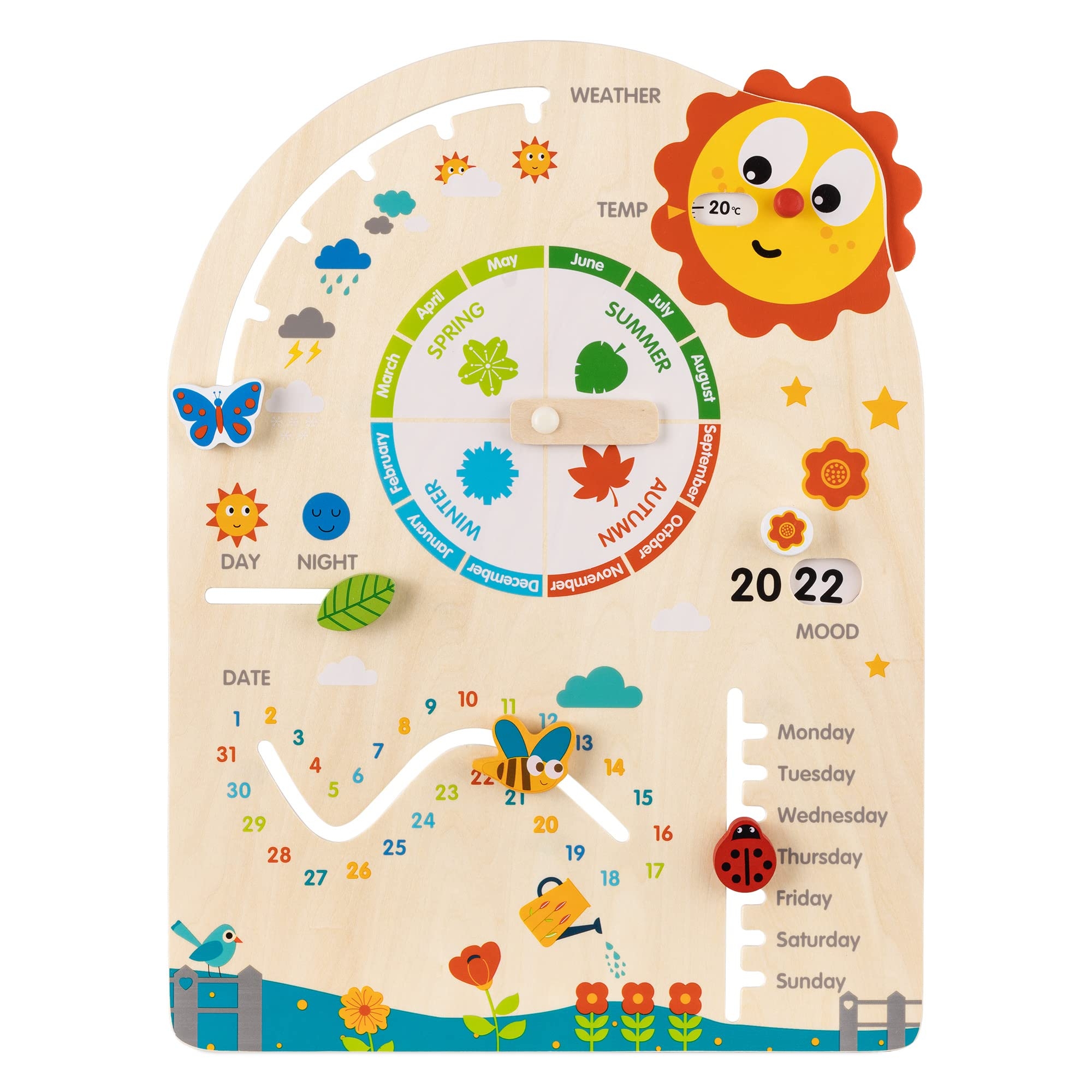 Navaris Holz Kalender Tafel F r Kinder Lerntafel Jahreszeiten Wetter Lernen Kinderkalender Jahresuhr Jahreskalender Ab 3 Jahre Englisch Amazon de Spielzeug