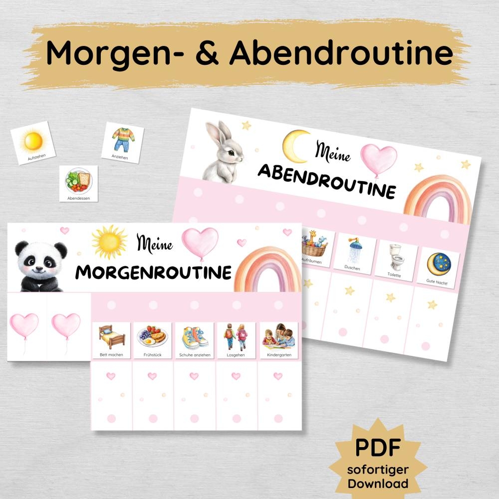 Niedlicher Morgenroutine Und Abendroutine Plan F r Kinder PDF Routineplan Zum Ausdrucken