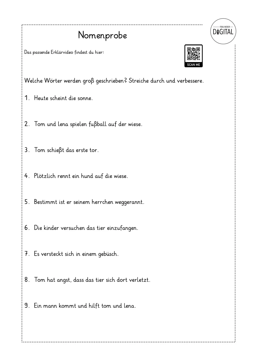 Arbeitsblätter Nomen 2. Klasse