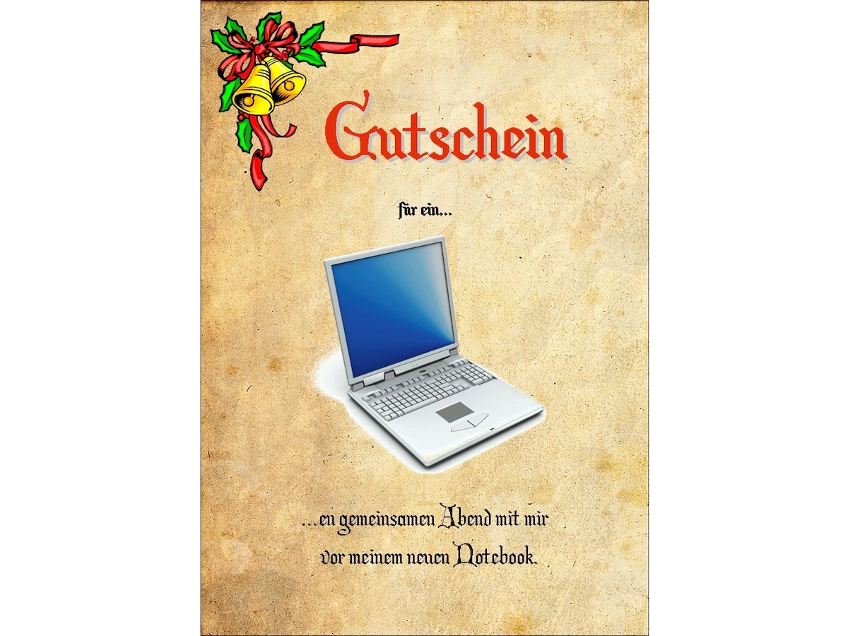 Notebook Gutschein Traditionell Mit Hintergrundbild CHIP