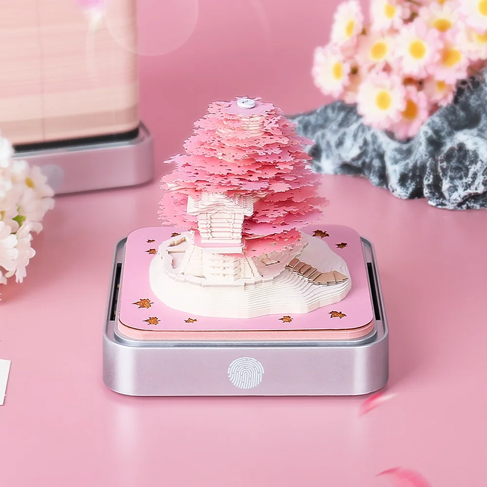 Omoshiroi Block Artistic Notepad 3D Calendar 2025 Sakura Tree Desk Calendar With Led Paper Art 3D Memo Pad Kawaii Christmas Gift AliExpress