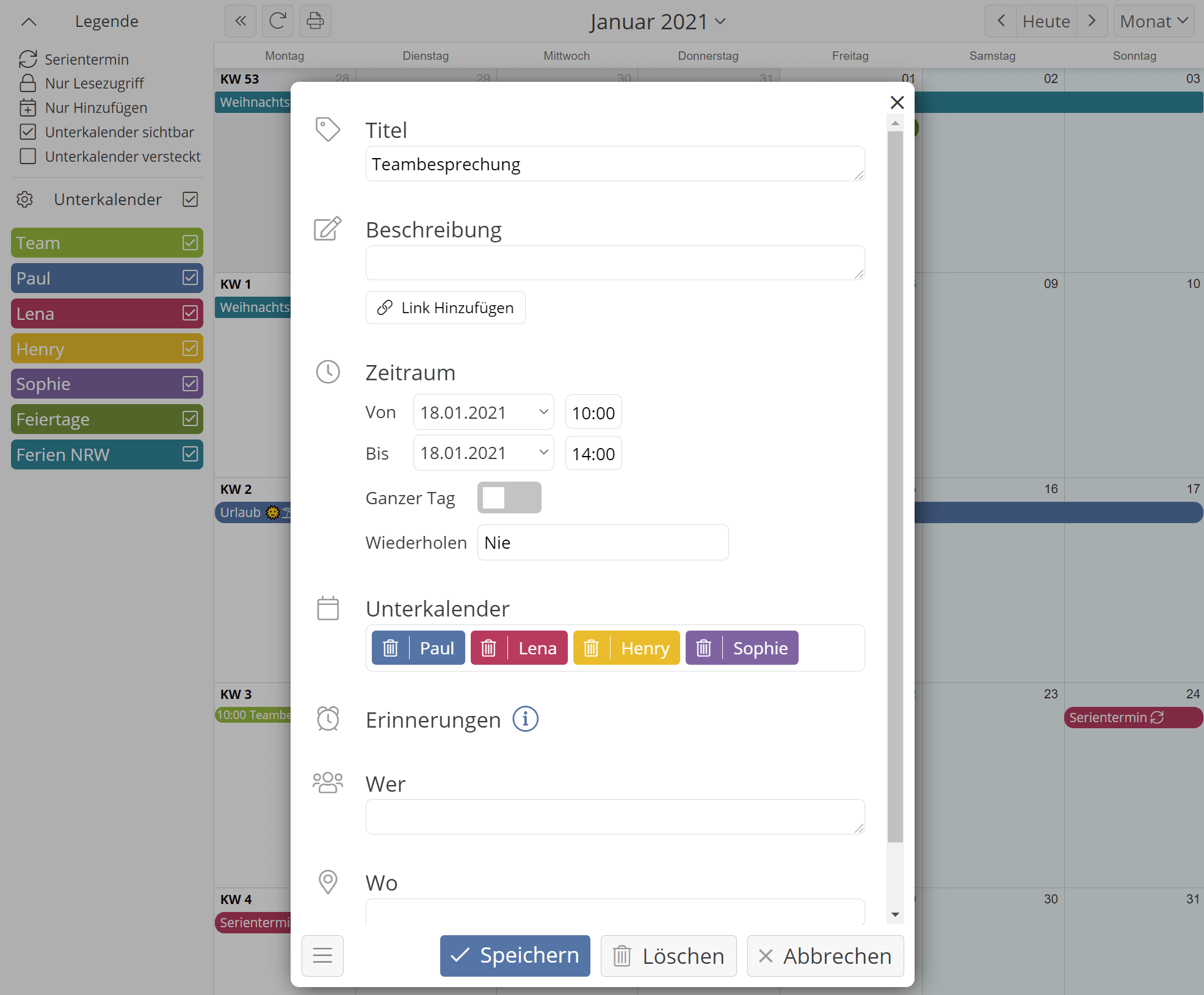 Kalender Ansichten Digital
