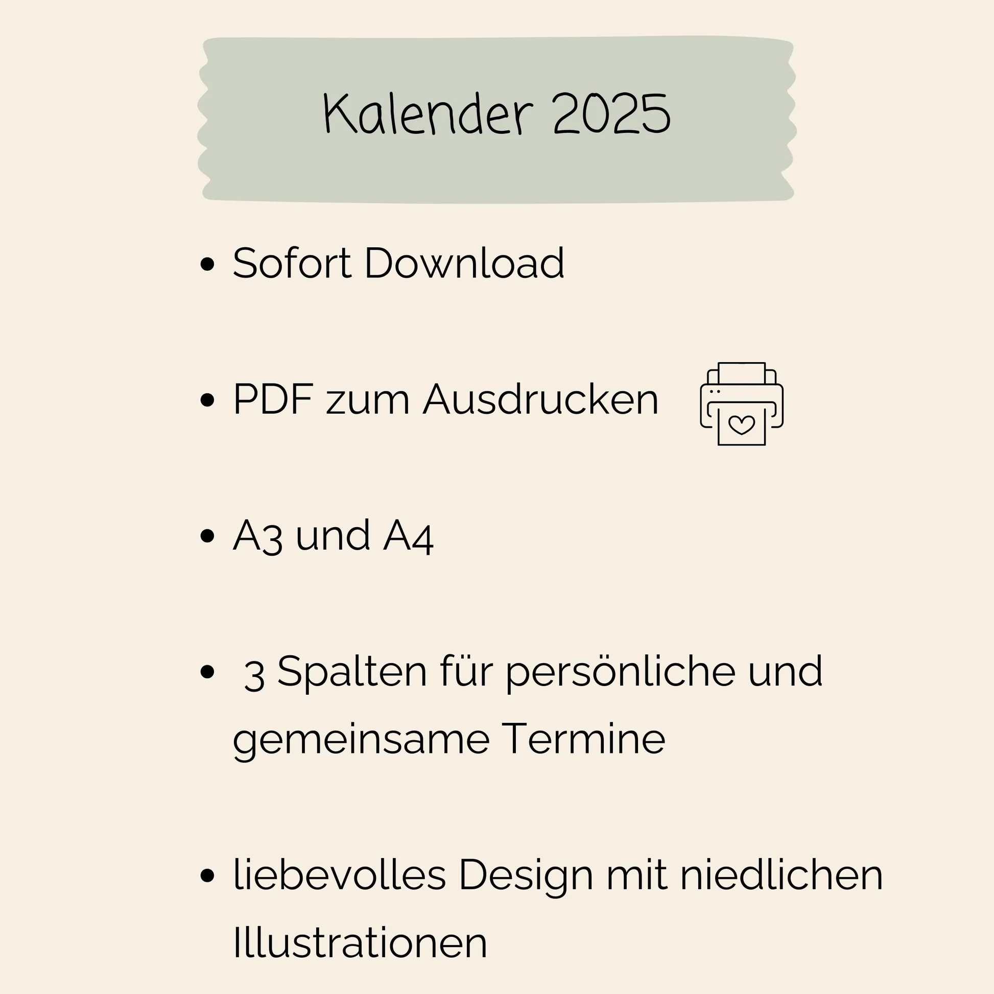 Paarkalender 2025 Zum Ausdrucken A3 A4 Sonntagsdate