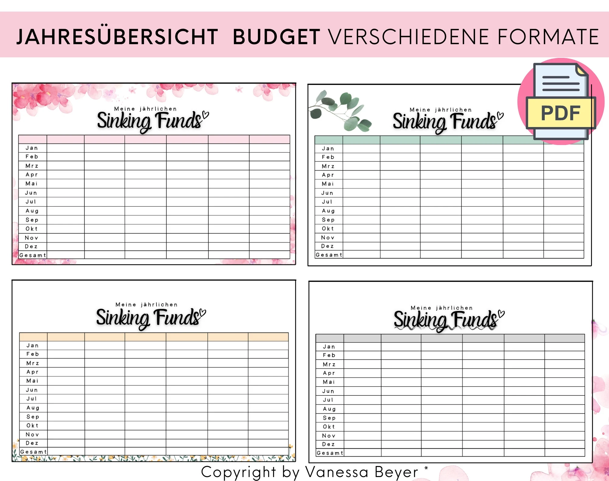 PDF Datei Jahres bersicht Sinking Funds A6 Format Passend F r A6 Umschl ge Finanzvorlage Budgetvorlage Verschiedene Farben Etsy