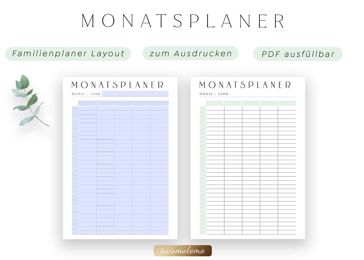 Planer Organizer Vorlagen Zum Ausdrucken Minimal Green Komplett Swomolemo Printables