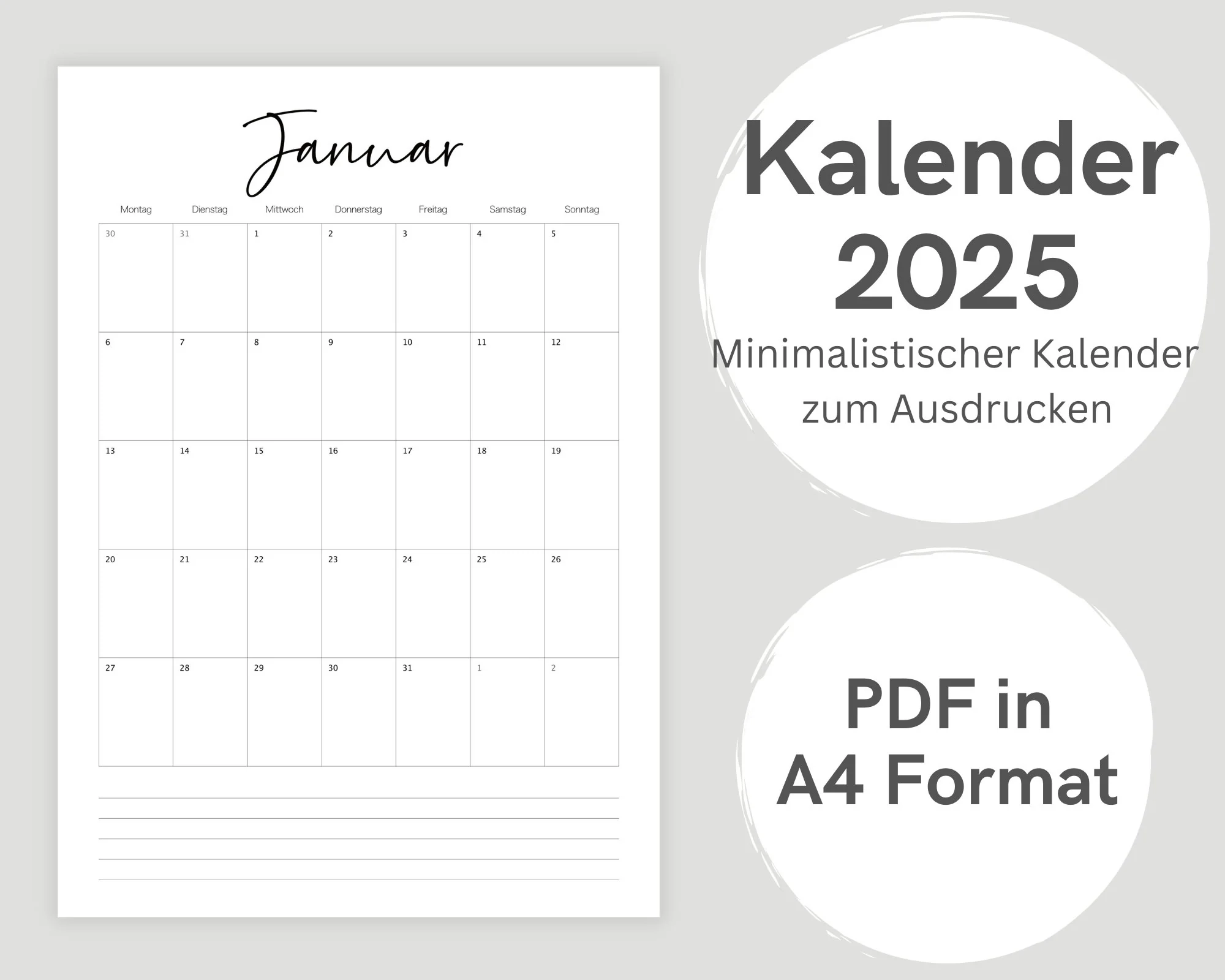 Kalendermonat a Usdrucken Hochformat