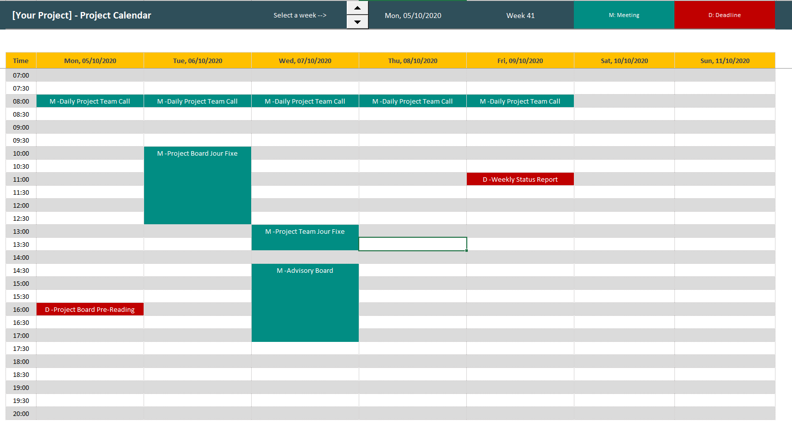 Project Calendar Excel Template Eloquens