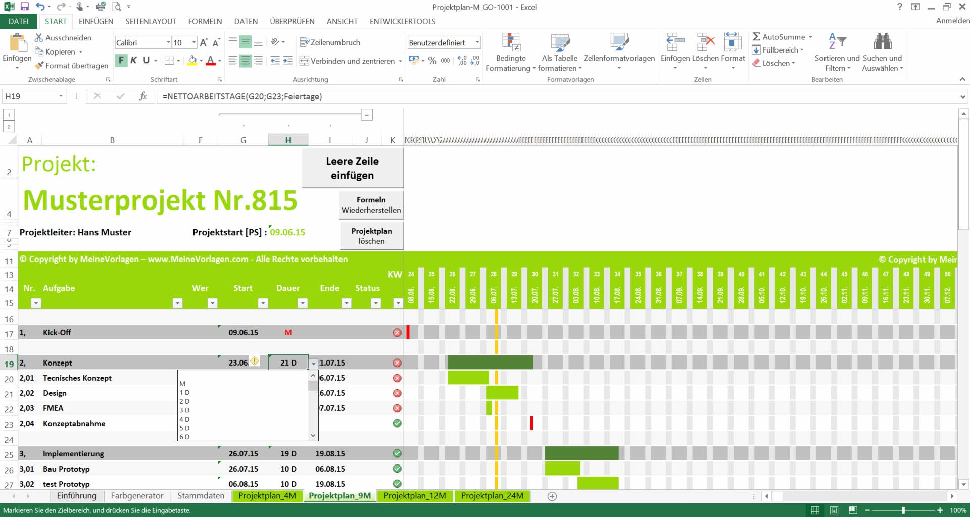 Terminplan Excel Vorlage Kostenlos