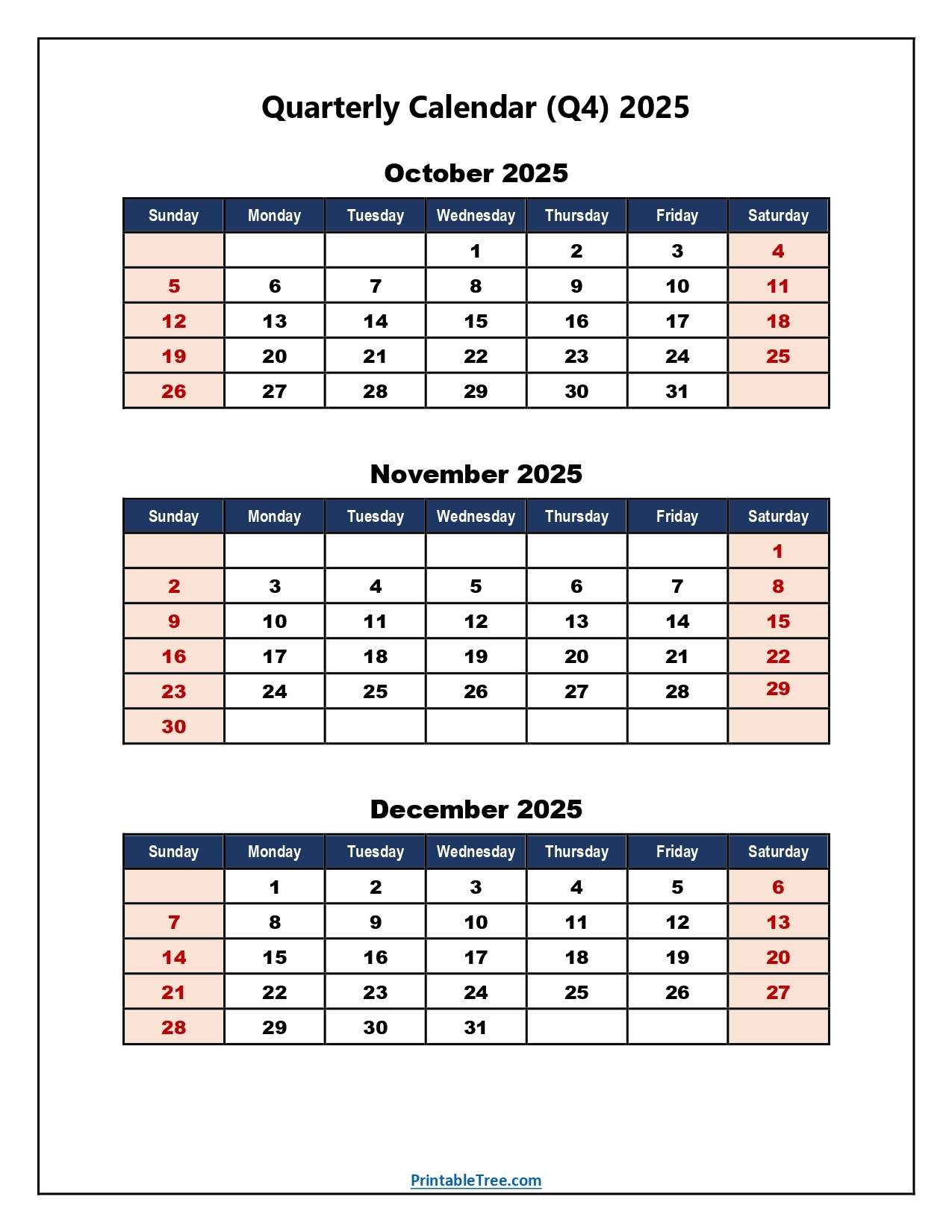 Kalender Quartal 2025