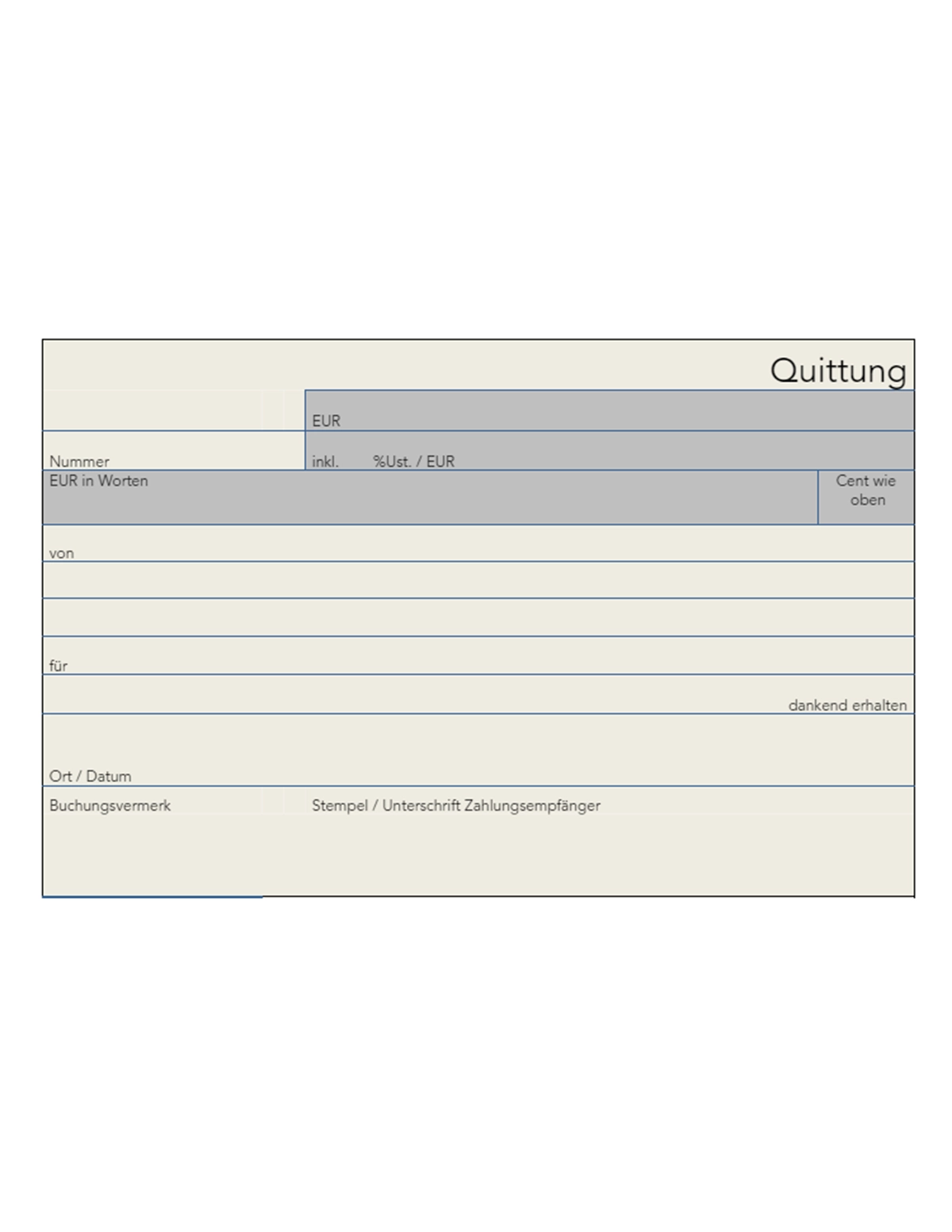 Quittung Vorlage Kostenlos