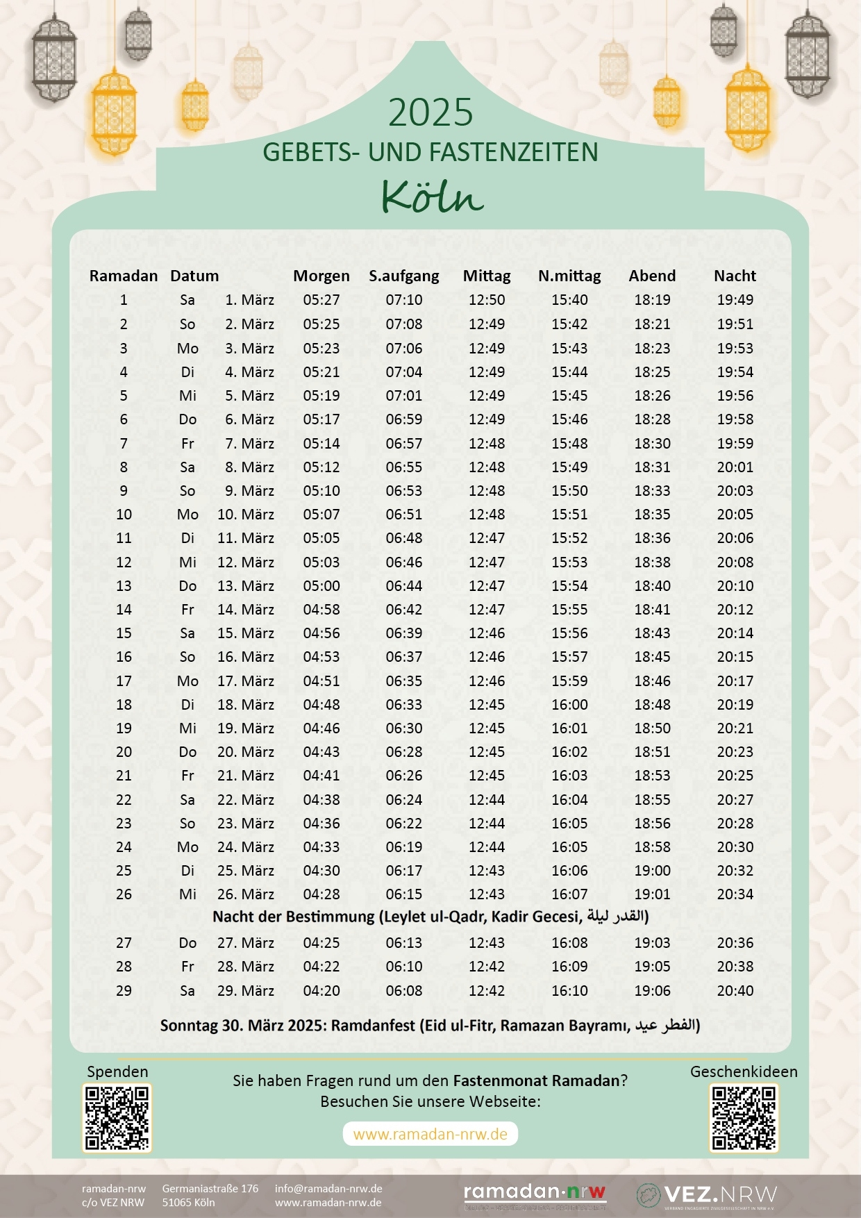 Ramadankalender K ln 2025 Ramadan nrw