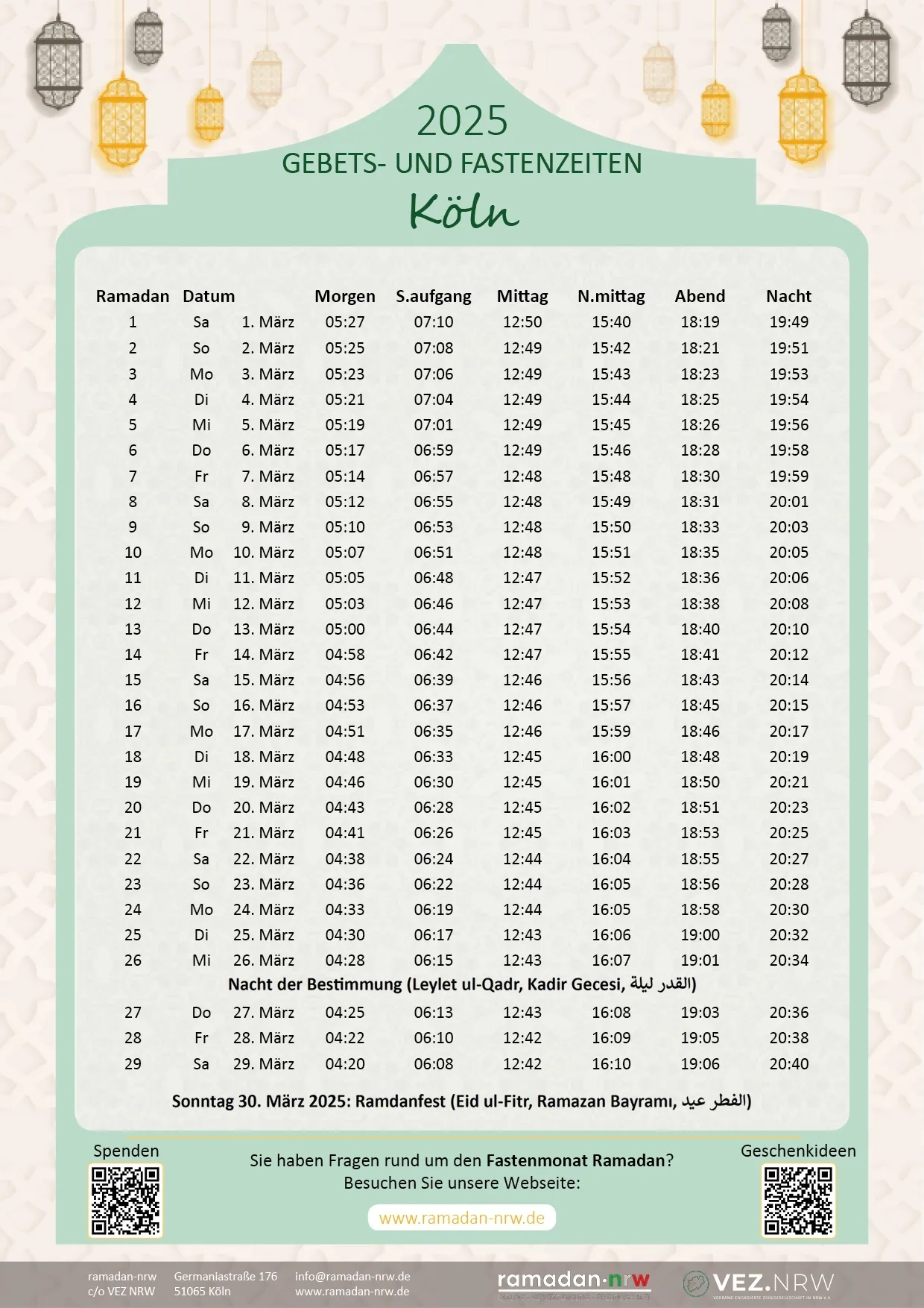 Ramadankalender K ln 2025 Ramadan nrw