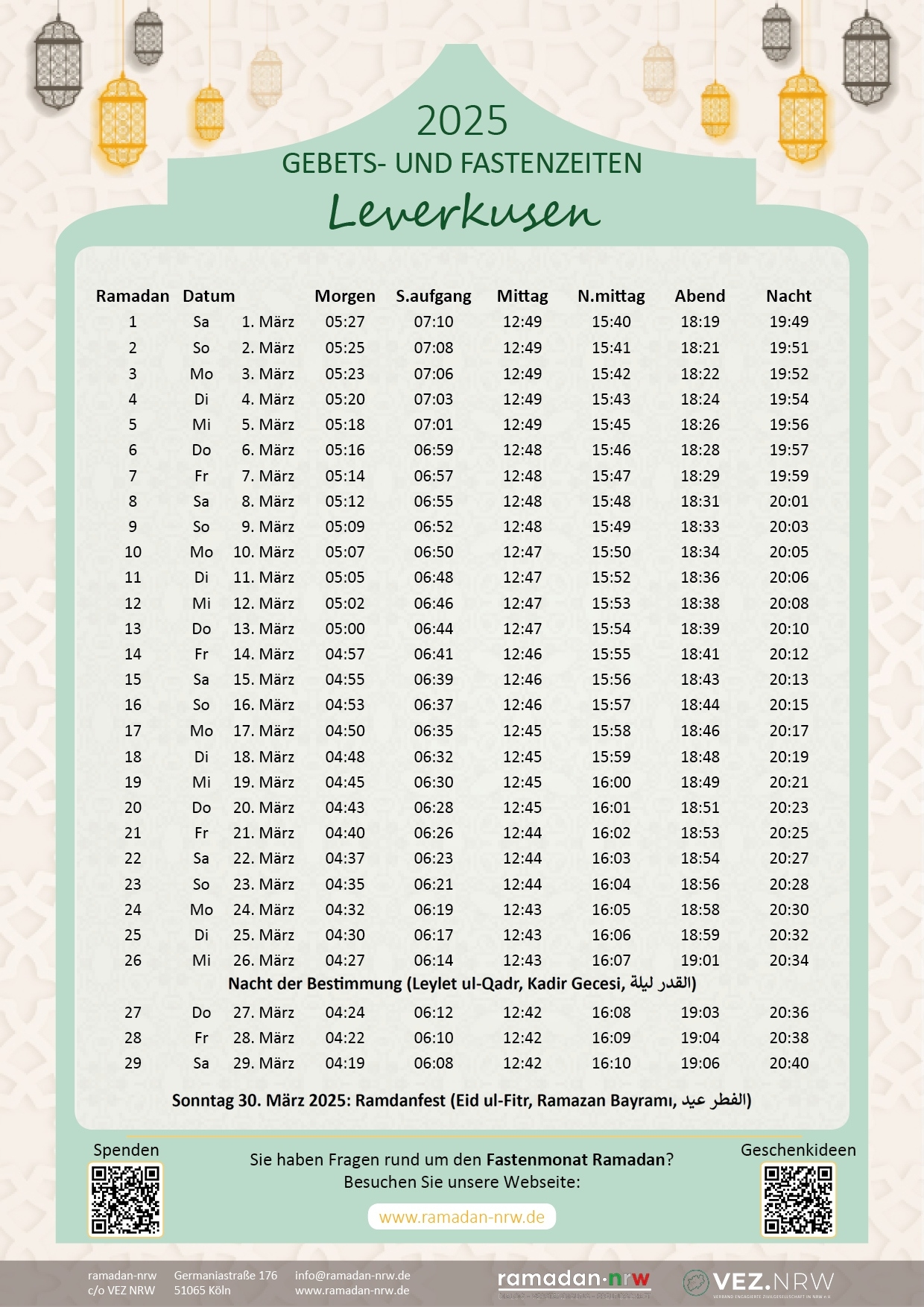 Ramadankalender Leverkusen 2025 Ramadan nrw