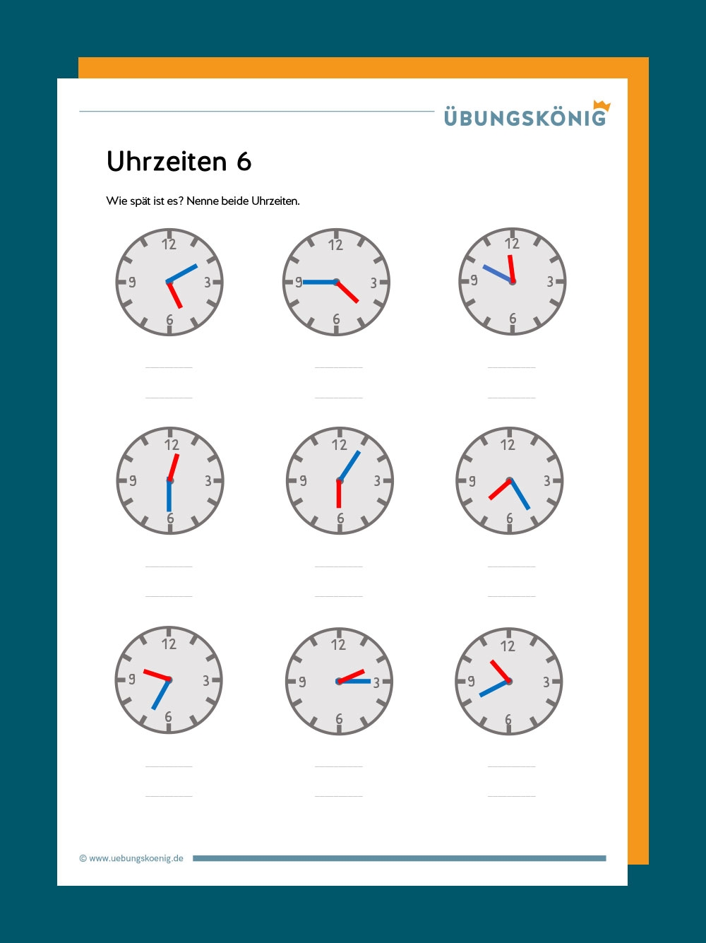 Einfache Arbeitsblätter Uhr