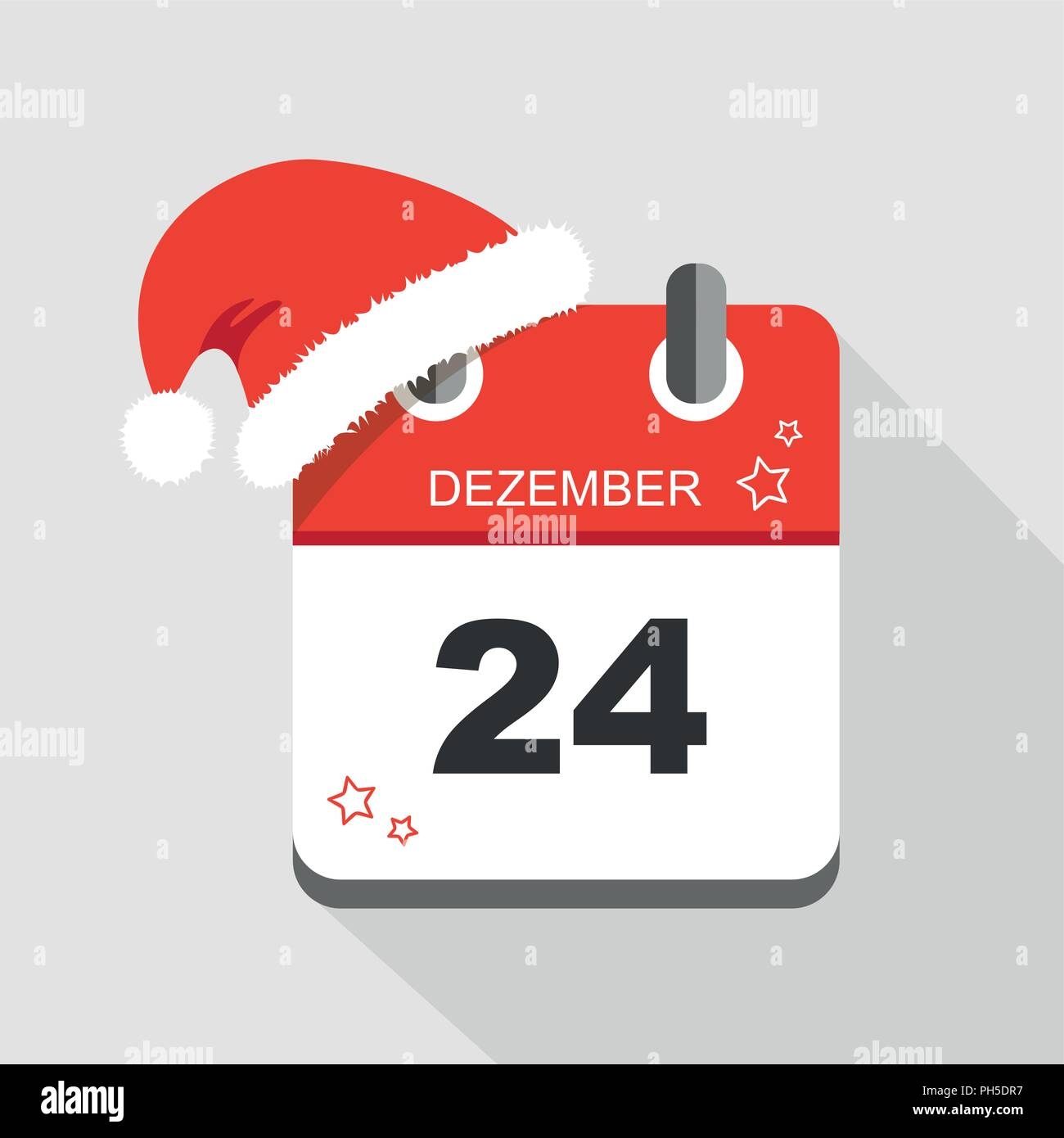 Red Calendar Icon 24 December With Christmas Hat Vector Illustration EPS10 Stock Vector Image Art Alamy