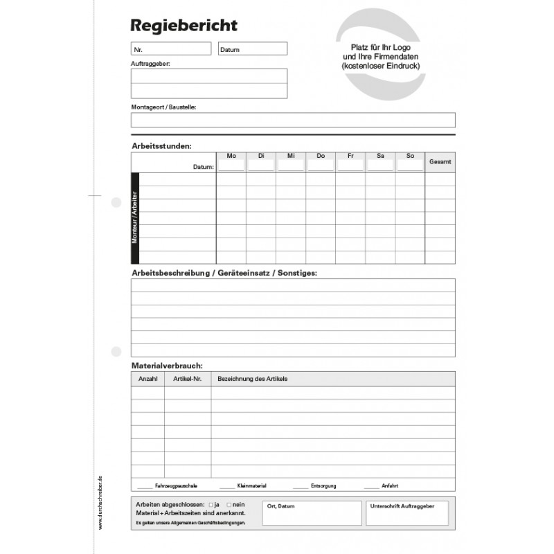 Regiebericht Mit Ihrem Logo