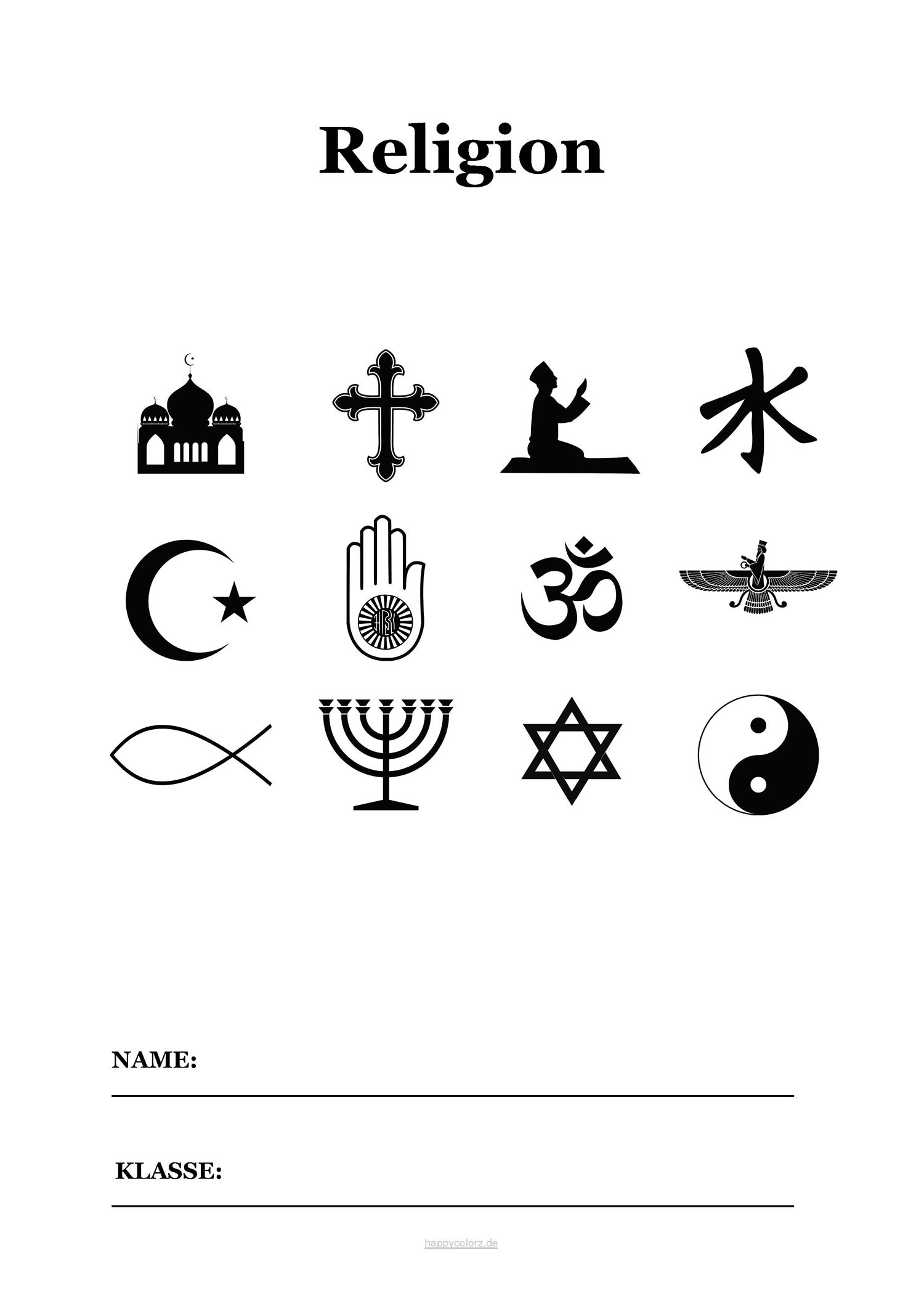 Deckblatt Religion Kostenlos Ausdrucken