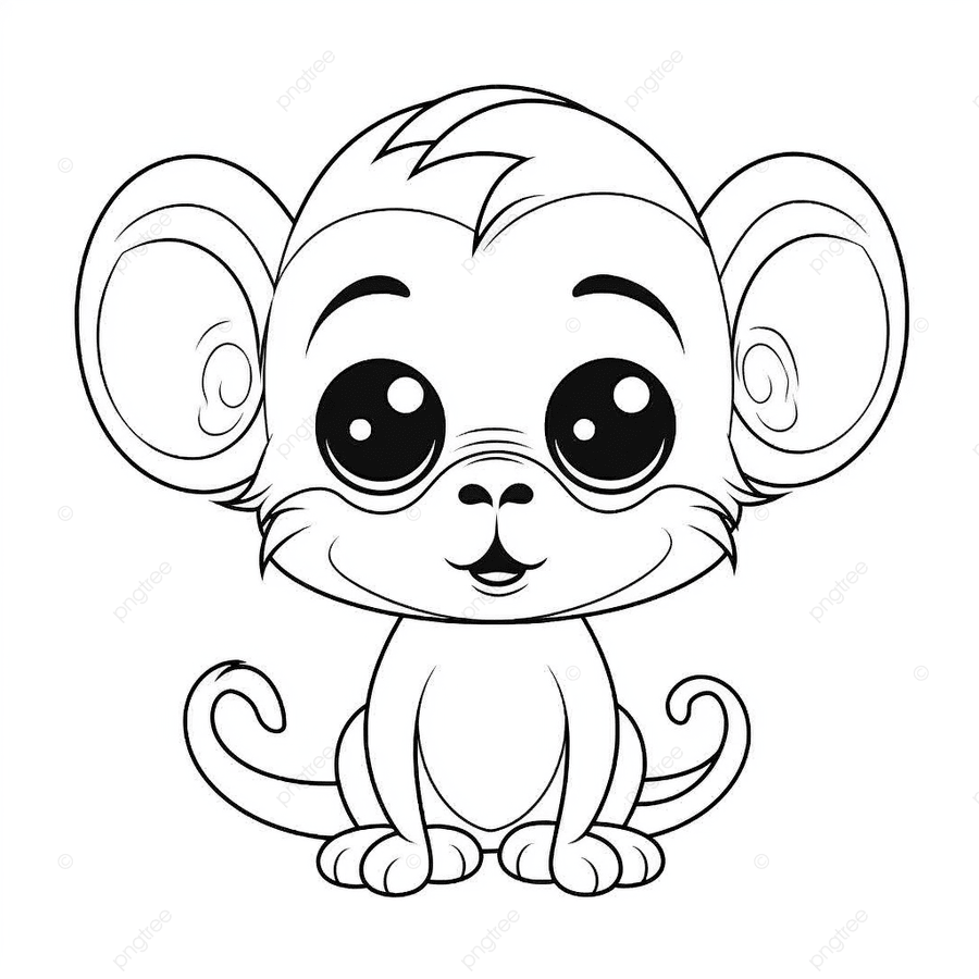 S e Kleine Affen Malvorlagen Zum Ausdrucken Grundlegende Einfache Niedliche Cartoon Affe Umriss Isoliert Auf Wei em Hintergrund Malvorlagen F r Kinder PNG Bild Und Clipart Zum Kostenlosen Download
