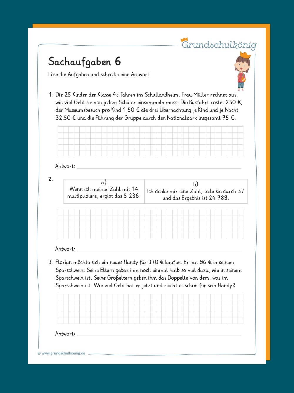 Sachaufgaben Gemischte Aufgaben
