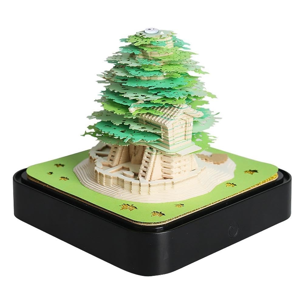 Sakura Baum Schreibtischkalender 2024 3D Kalender 3D Memo Pad Papier Kreative Schreibtisch Kalender Post Notizen Notizblock Papier Kunst Tempel 3D Kunst Kalender Papier Schnitzen Geschenk Gr n Amazon de B robedarf Schreibwaren