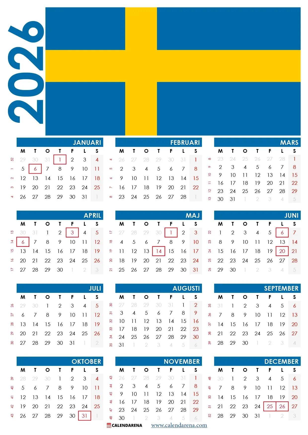 Kalender Med Veckor 2026