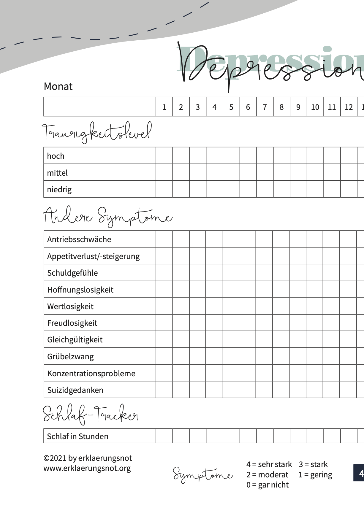 Schreibblock Depression Tracker Erklaerungsnot