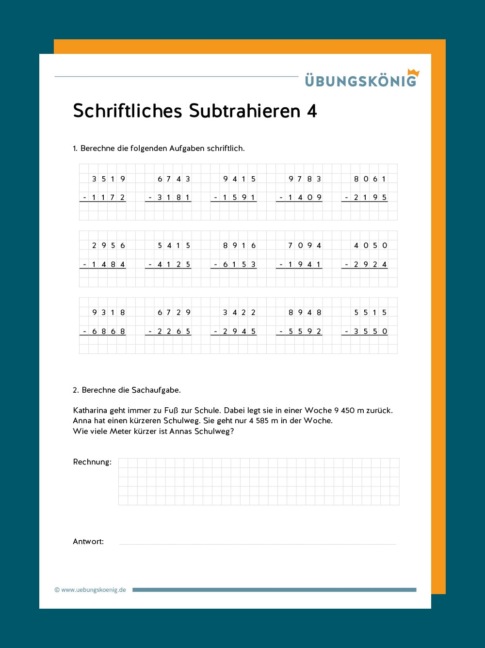Schriftliche Subtraktion