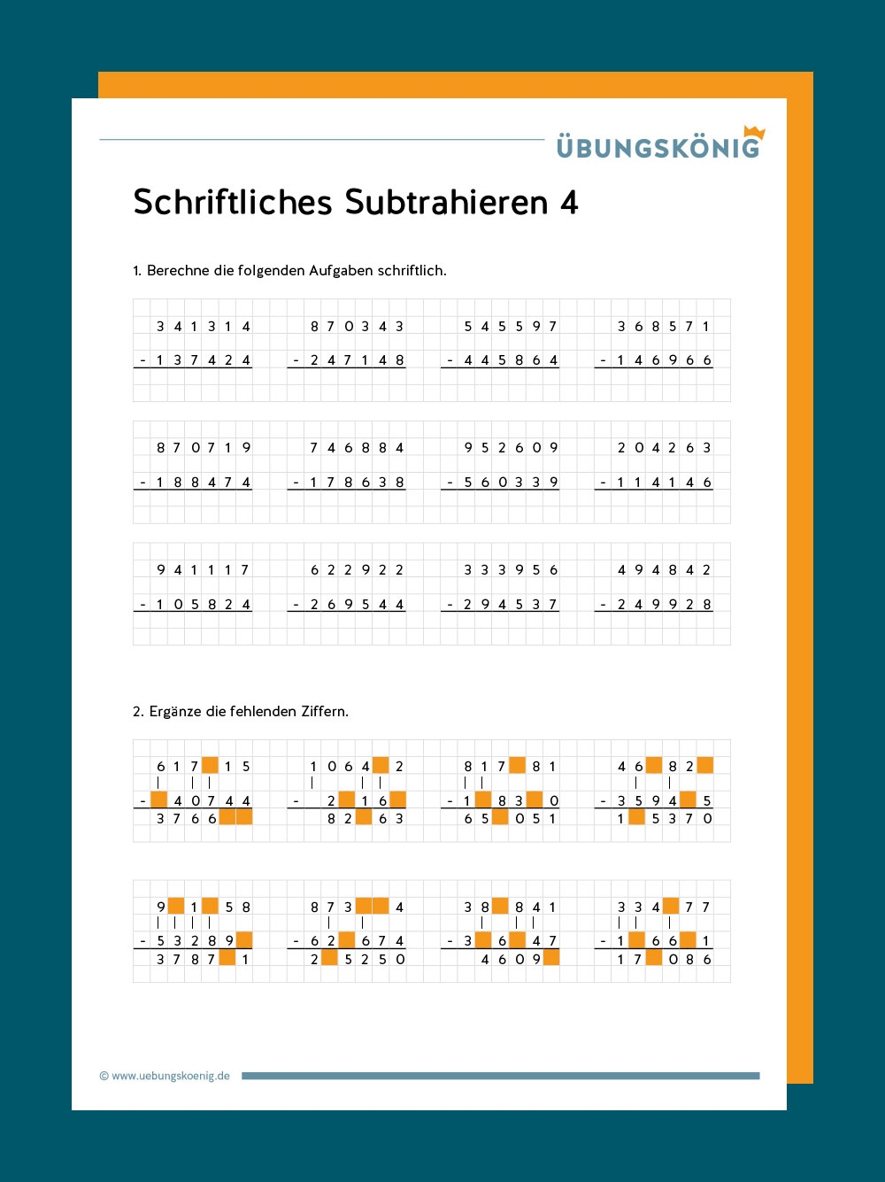 Schriftliche Subtraktion