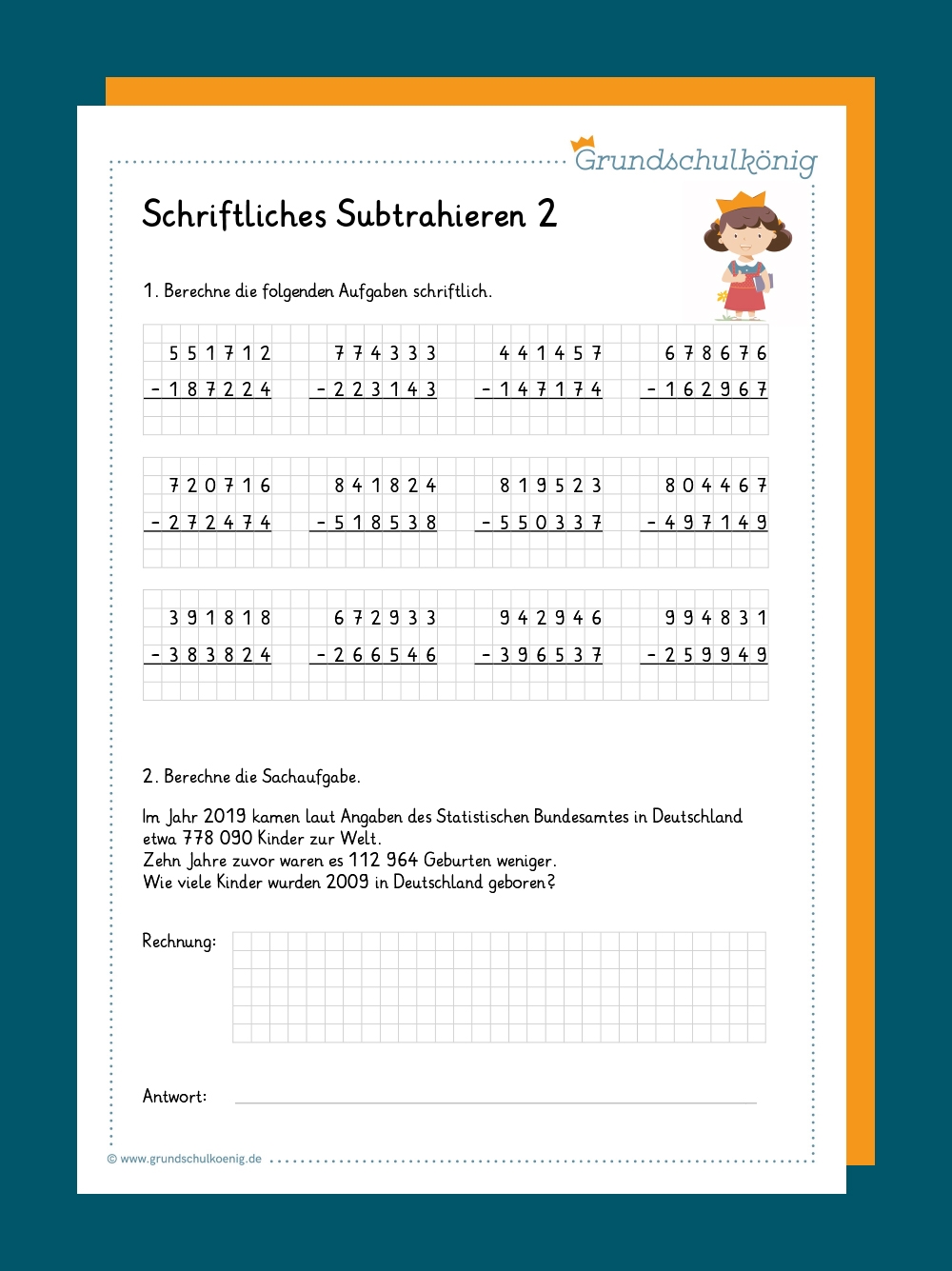Schriftliche Subtraktion