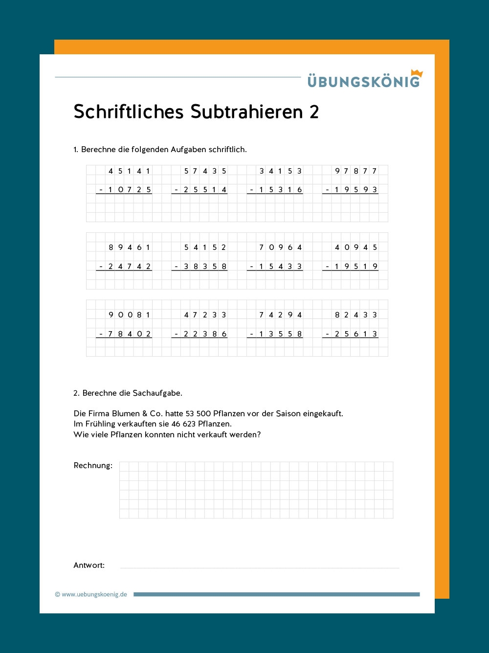 Schriftliche Subtraktion