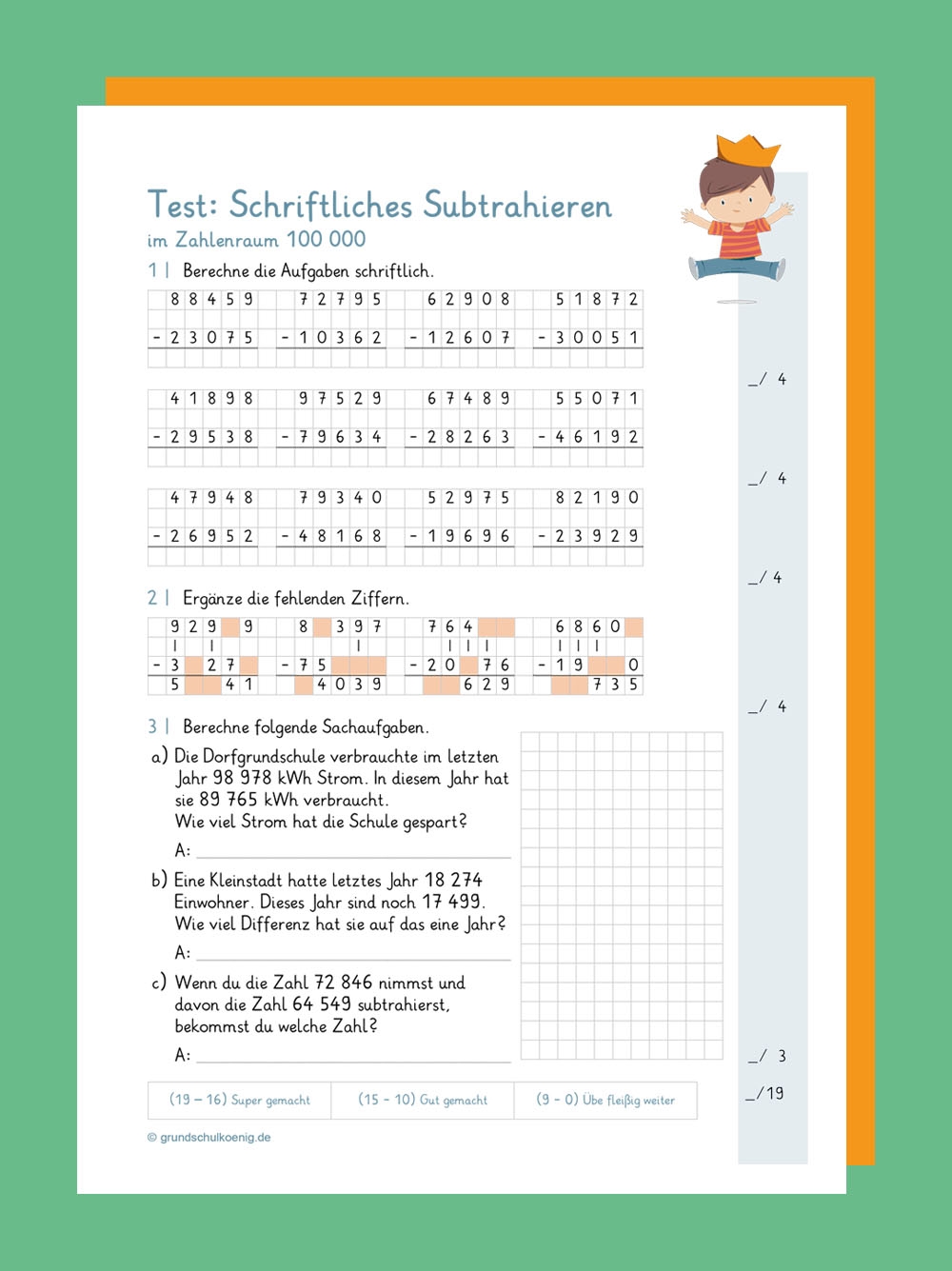 Schriftliche Subtraktion