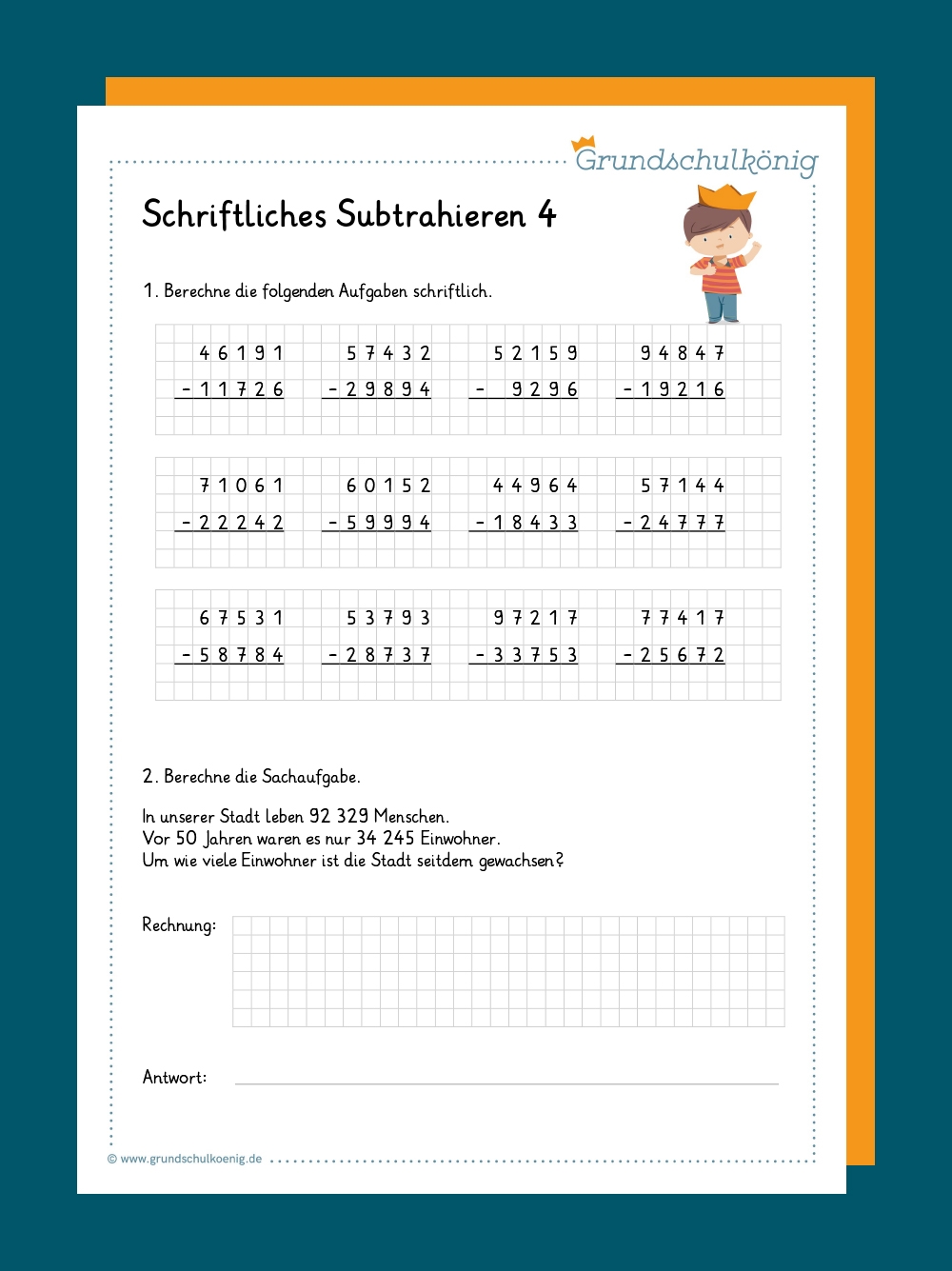 Schriftliche Subtraktion